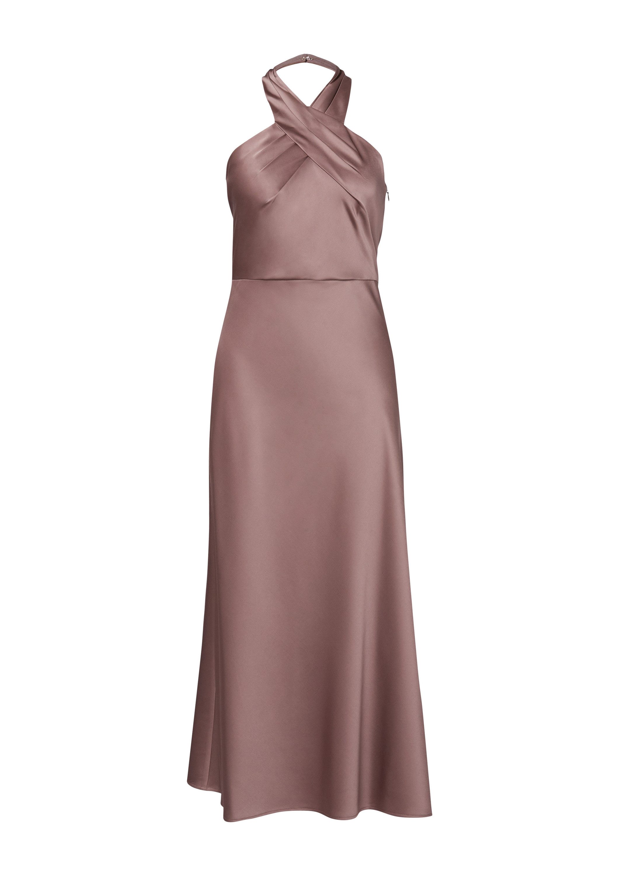 comma Midikleid Kleid Satinkleid mit Neckholder