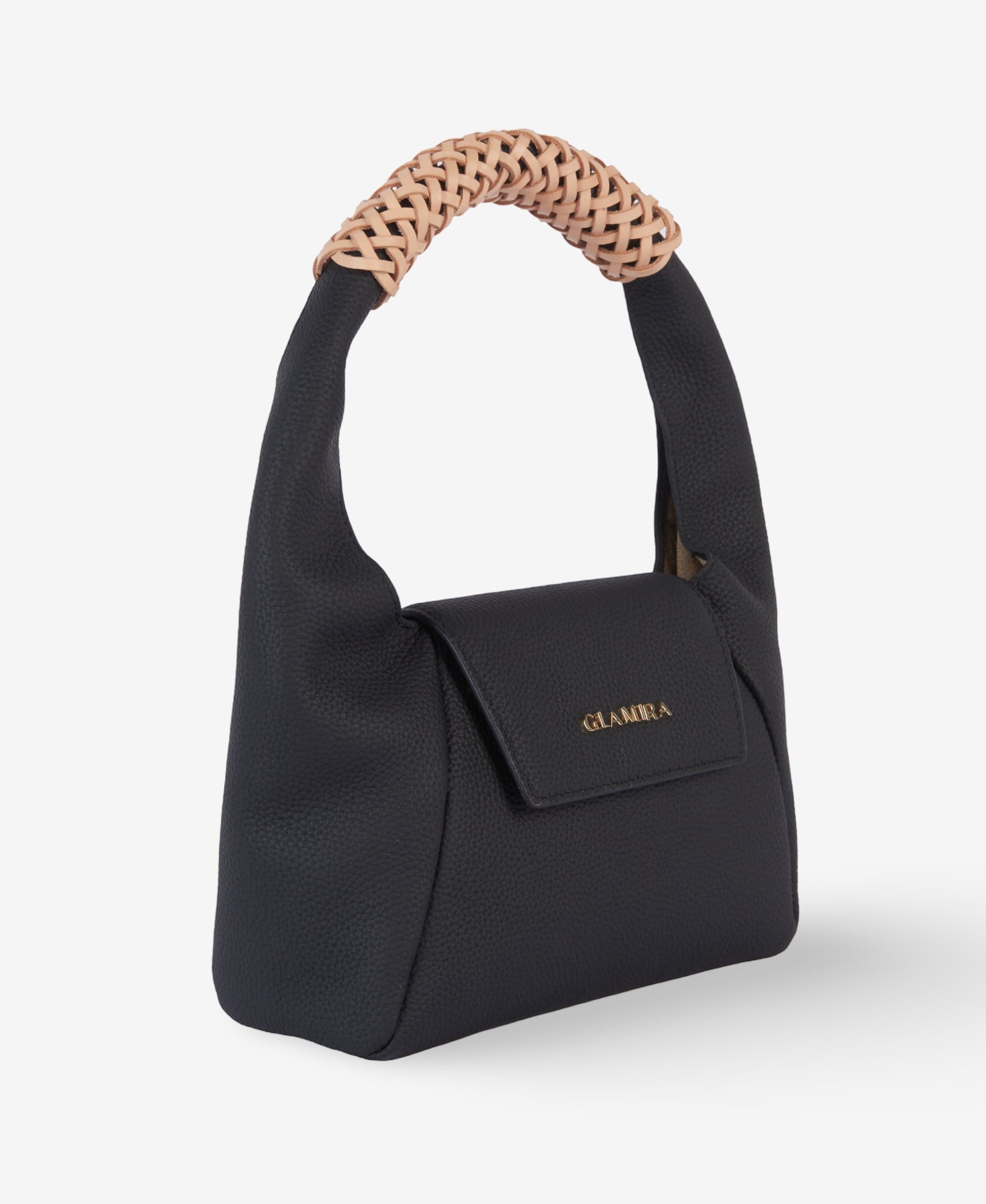 GLAMIRA Handtasche PetiteGlam Schwarze Mini-Henkeltasche (1-tlg), echt Leder