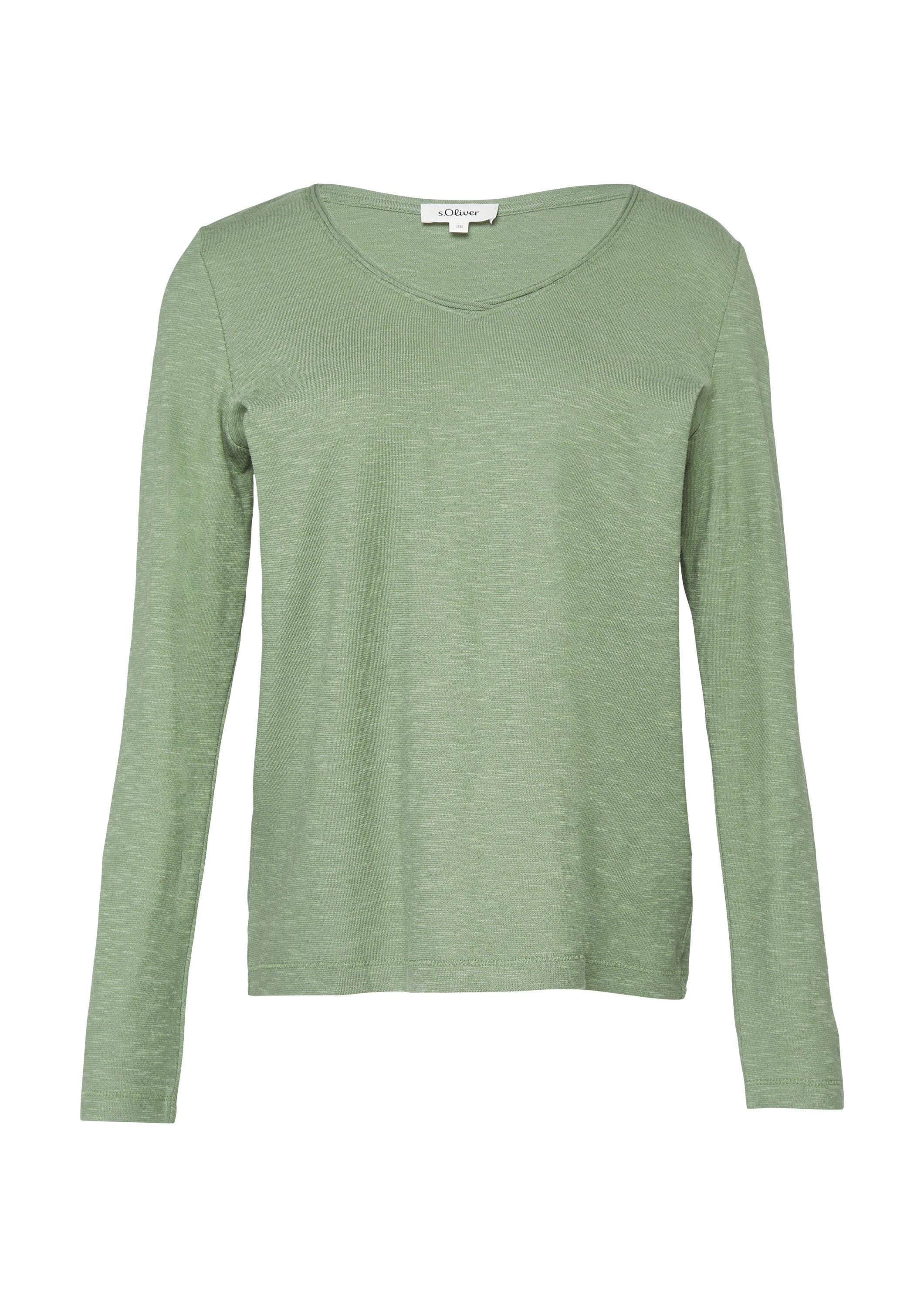 s.Oliver Langarmshirt T-Shirt Langarmshirt aus Slub Yarn mit Rollkanten am günstig online kaufen
