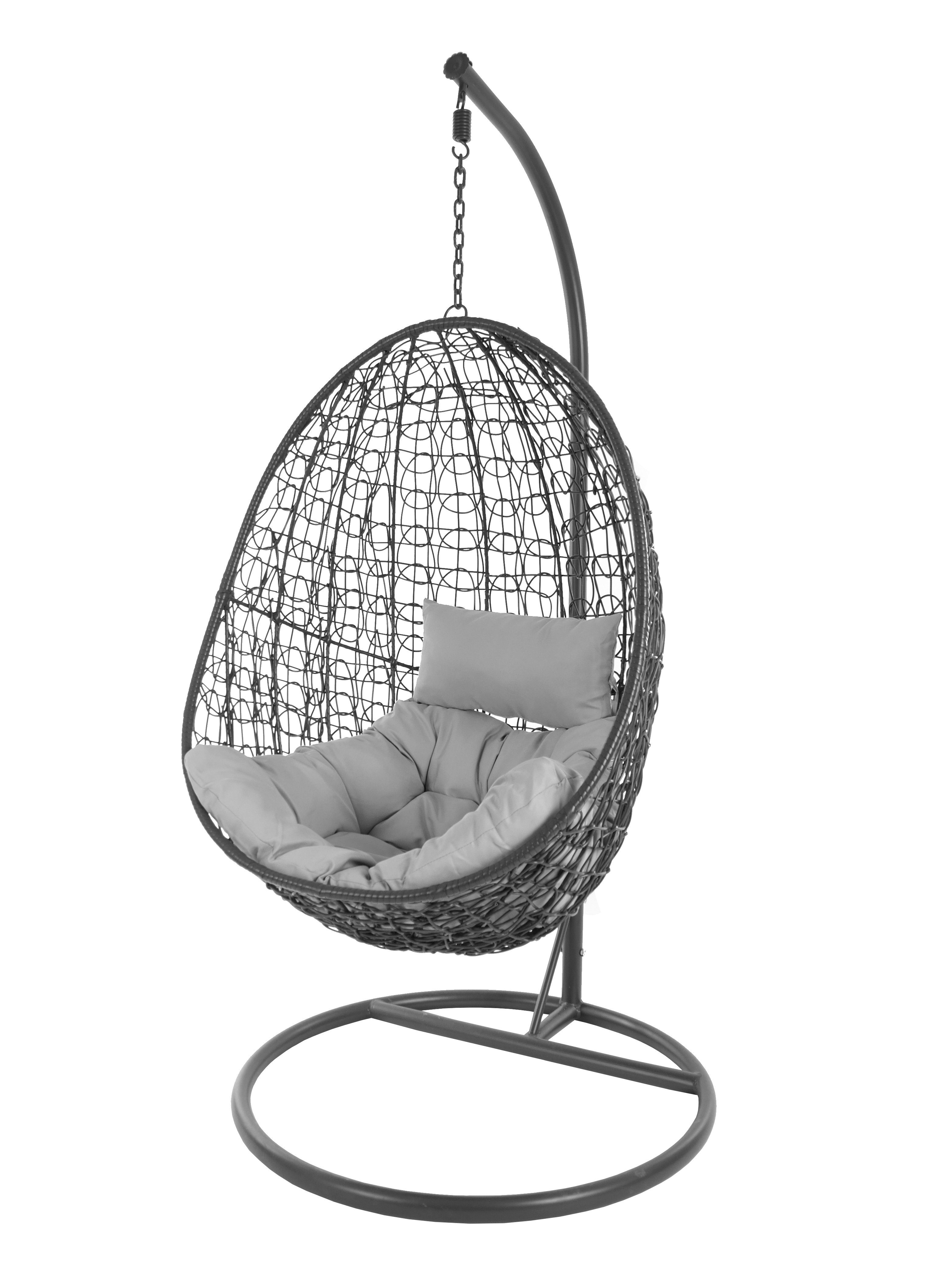 KIDEO Hängesessel Hängesessel Capdepera anthrazit, moderner Swing Chair, Schwebesessel mit Gestell und Kissen, Loungemöbel grau (8008 cloud)