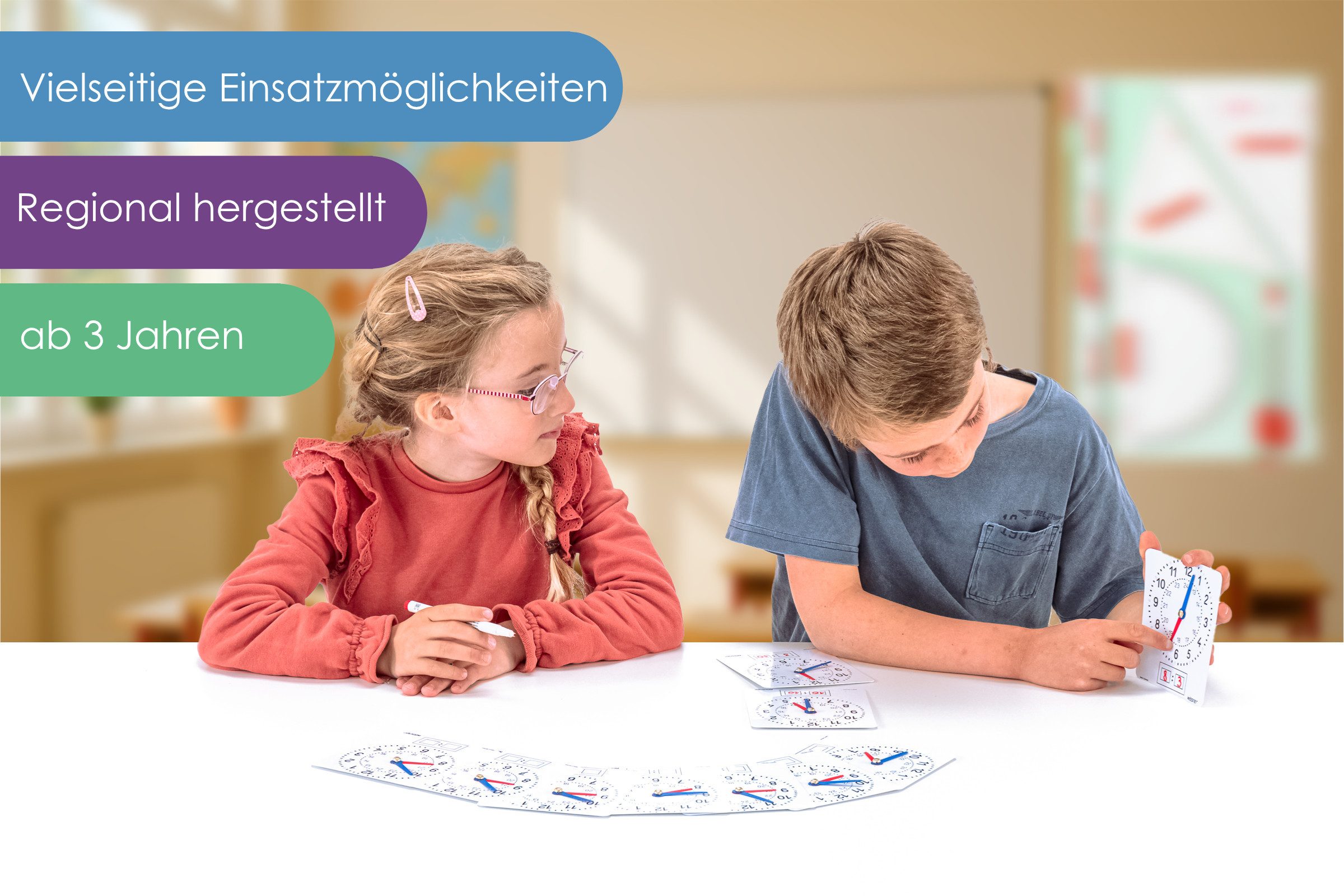 Wissner® aktiv lernen Lernspielzeug Folienuhrensatz (10 Stück), Uhrzeit lernen (Analog & Digital) (10-St)