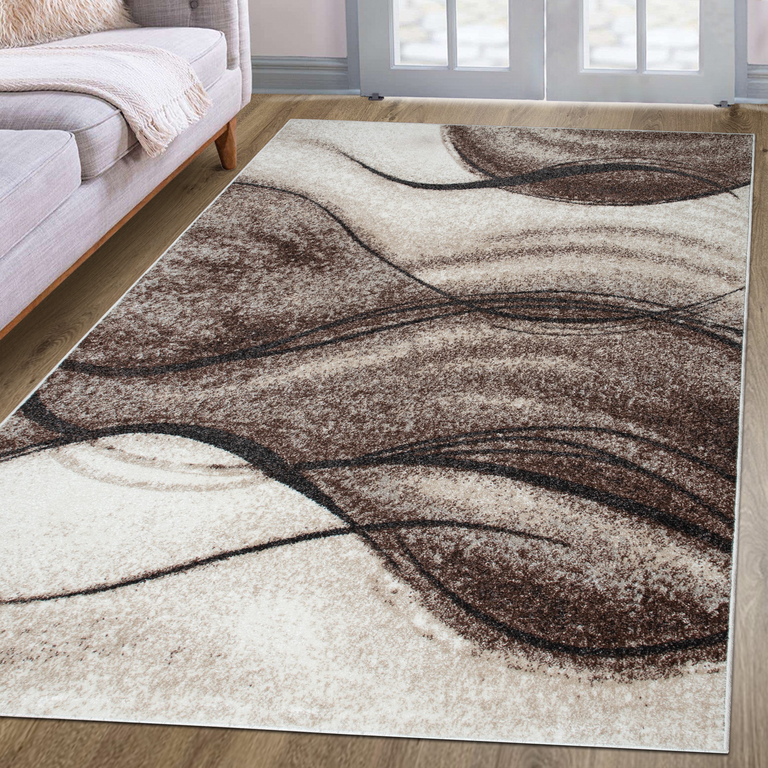 my home Teppich Tritom, rechteckig, Höhe: 9 mm, mit besonders weichem Flor, Kurzflor, modernes Wellen Muster