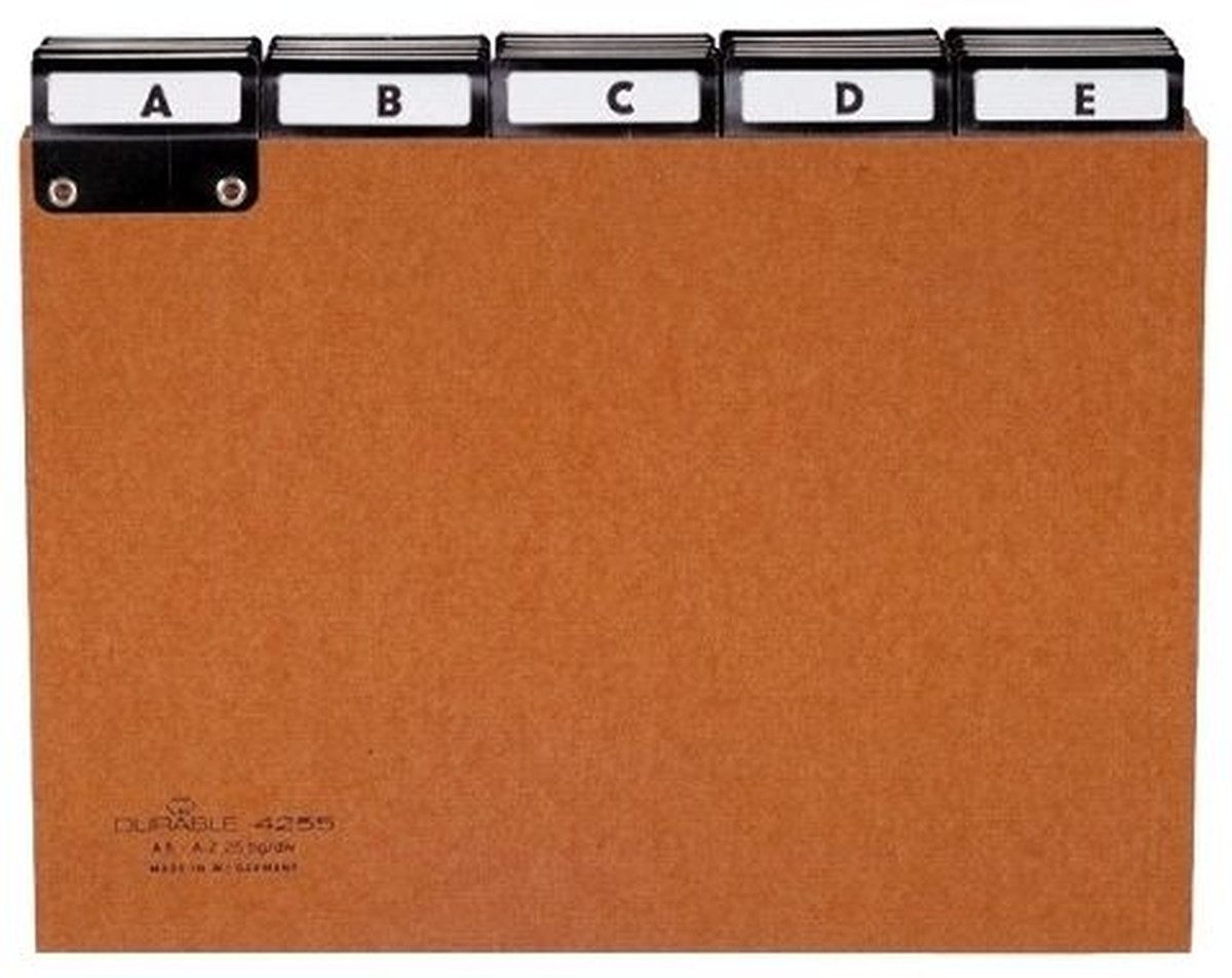 DURABLE Karteikasten Leitregister A4 quer A-Z Pressspan 5/5-Teilung braun