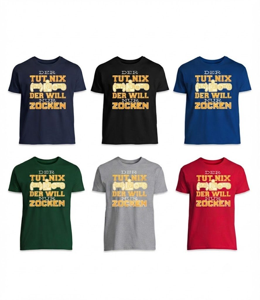 Blondie & Brownie T-Shirt TutZocken Herren Tee Gamer Shirt Gaming Spruch Controller Print Zocken (Einzelstück, Einzelartikel) TutZocken Herren Tee Gaming Kultmotiv