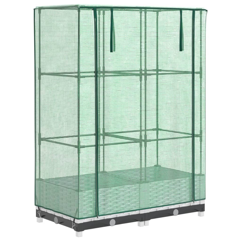 vidaXL Hochbeet Hochbeet mit Gewächshaus-Aufsatz Rattan-Optik 80x40x123 cm (1 St) weiß | Rabatt: 29%