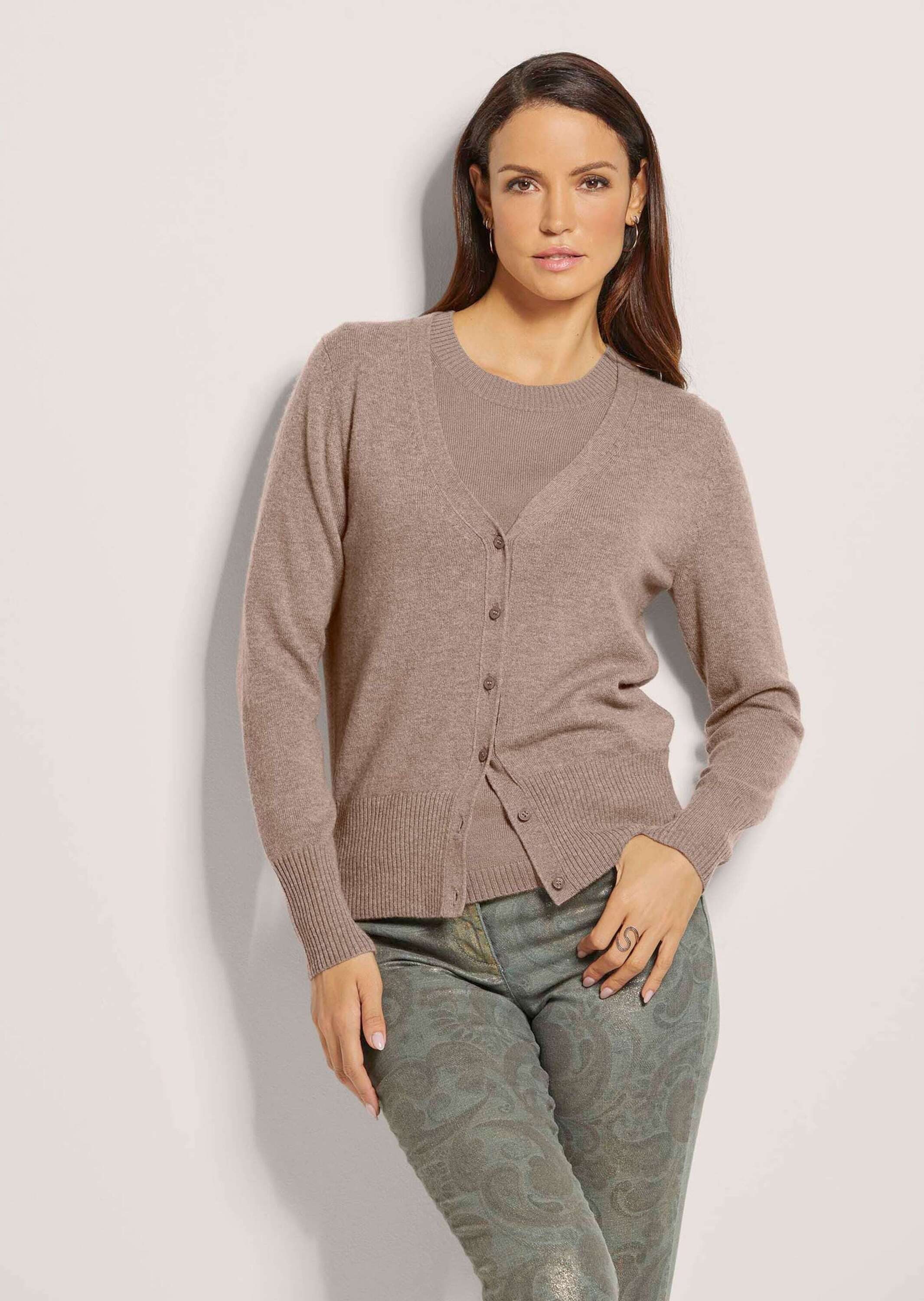 MADELEINE Strickpullover Elegantes Twinset aus Schurwolle-Kaschmir Feinstri günstig online kaufen