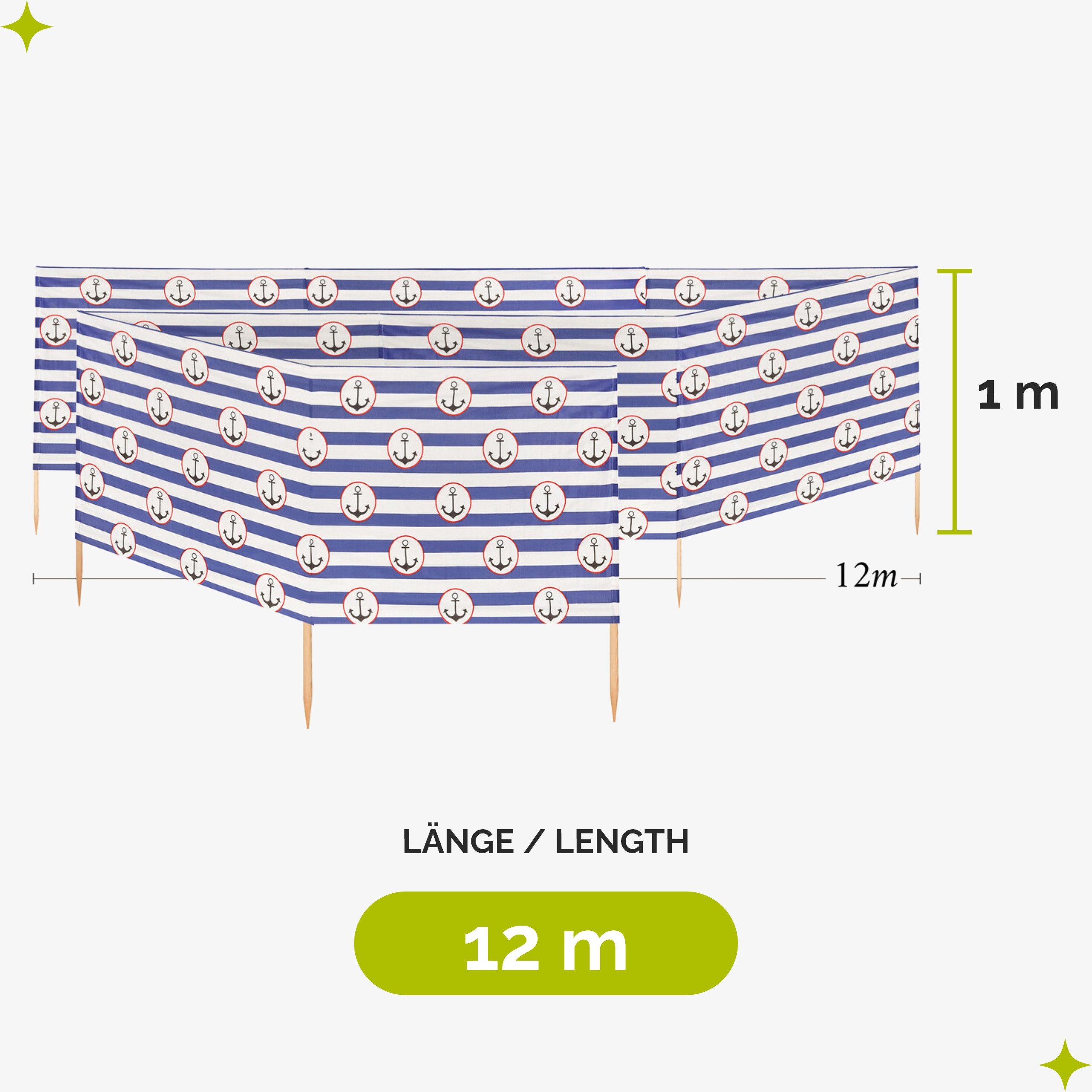 Ladeheid Windschutz Strand Sichtschutz 10m LAEX001 günstig online kaufen