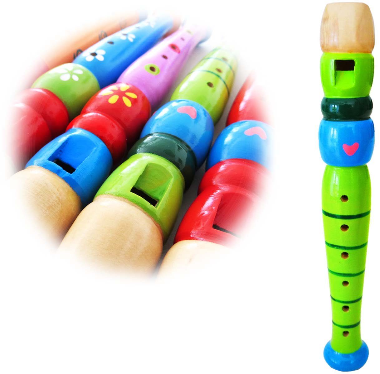 keepdrum Blockflöte keepdrum KFL1GR Flöte aus Holz für Kinder Grün