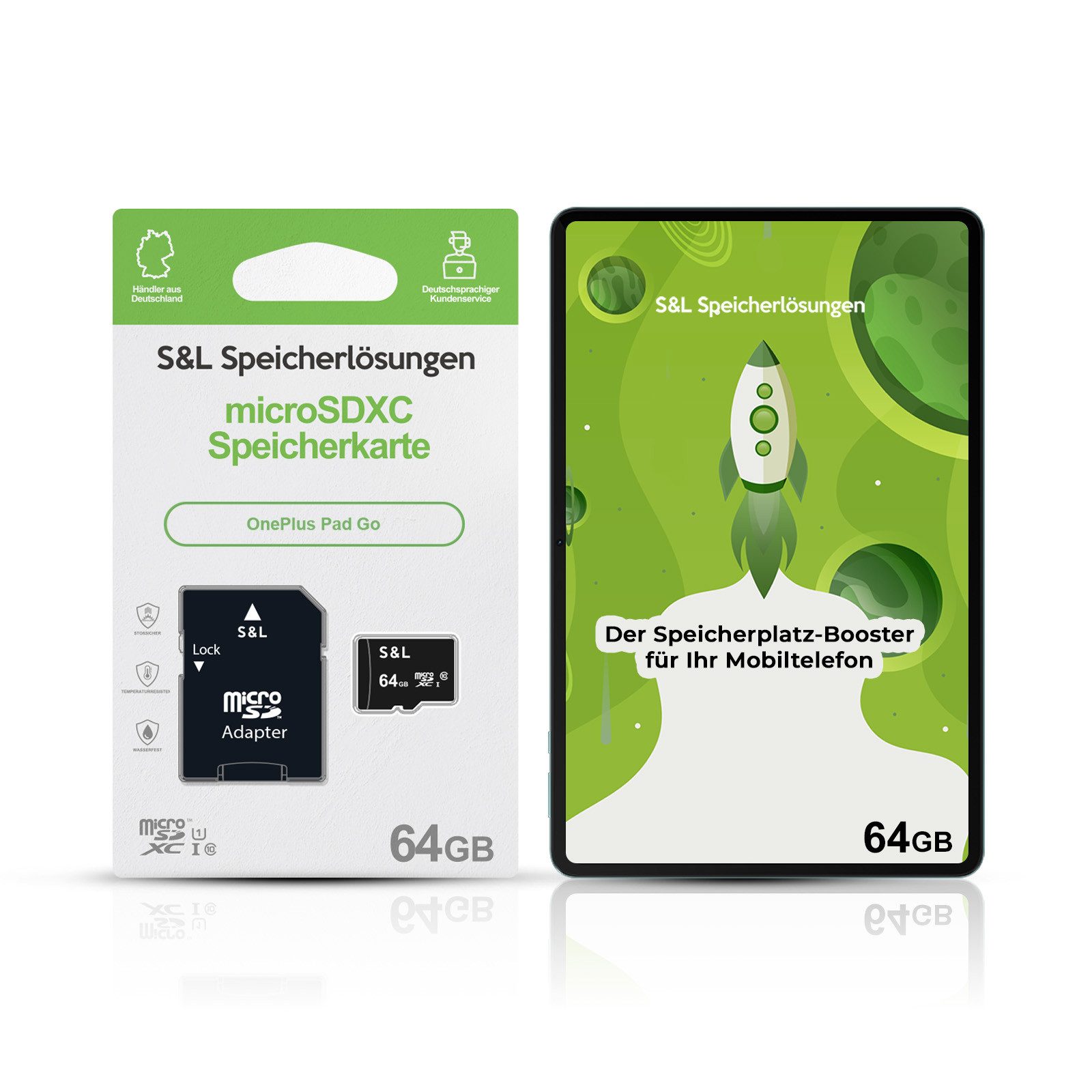 Tec-Expert microSD Karte S&L für OnePlus Pad Go Speicherkarte (64 GB, Class 10, microSDXC)