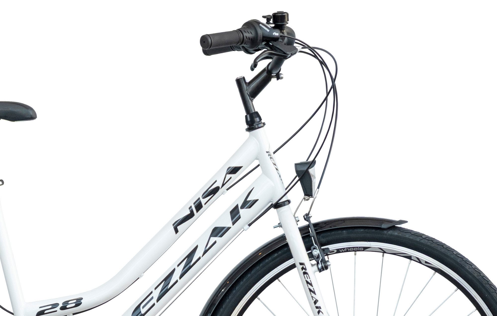 Rezzak City Bike Women's Bicycle 28 Inch City Bike with 21-Speed ​​White Black, 21-Speed ​​Shimano Derailleur Gears