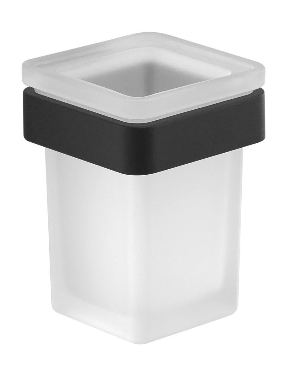 Gedy Zahnputzbecher SAMOA Glas, Milchglas, Schwarz matt, Gedy-A81014