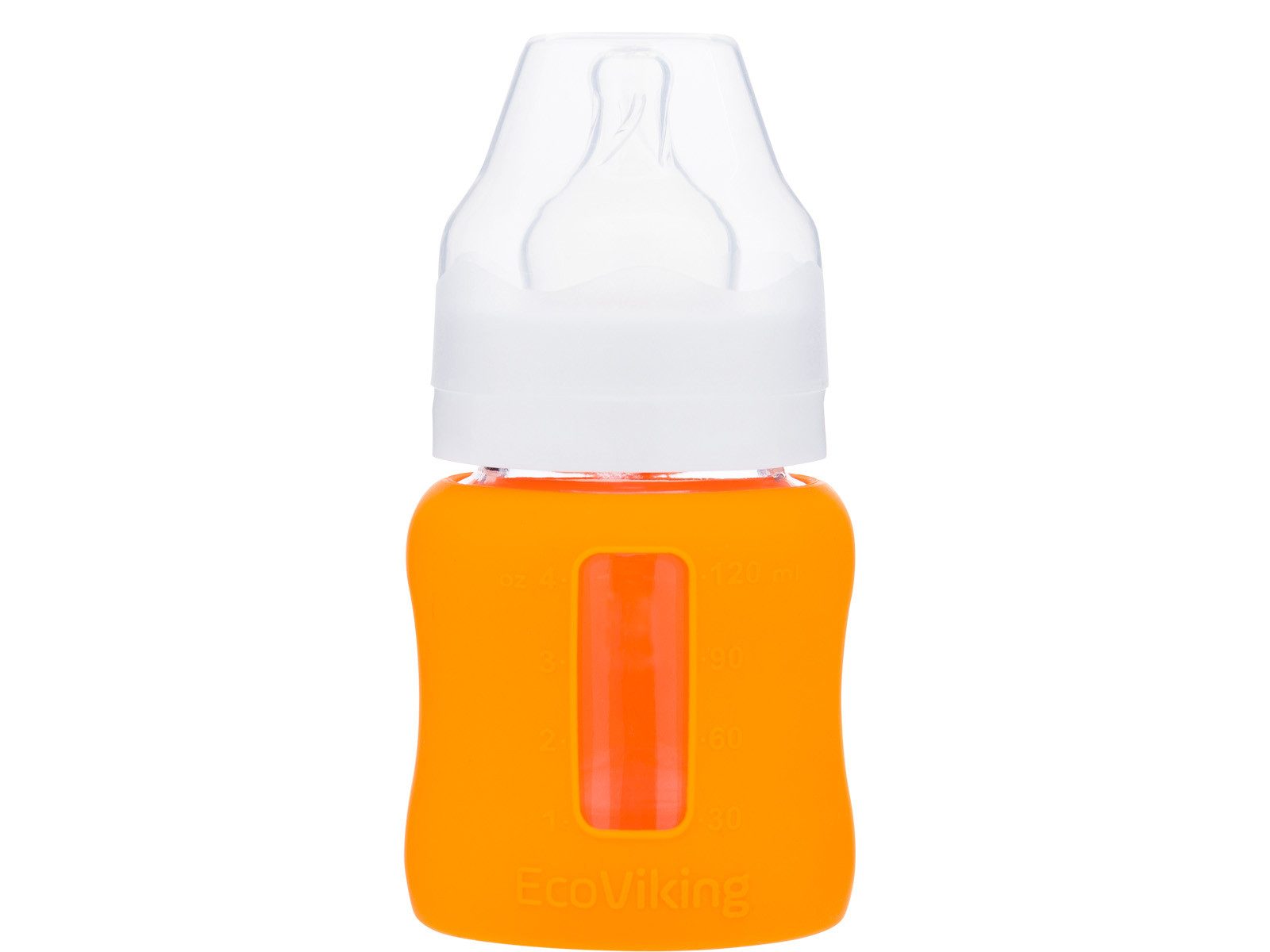 Babyflasche EcoViking Baby Weithals Glasfläschchen Orange 120 ml