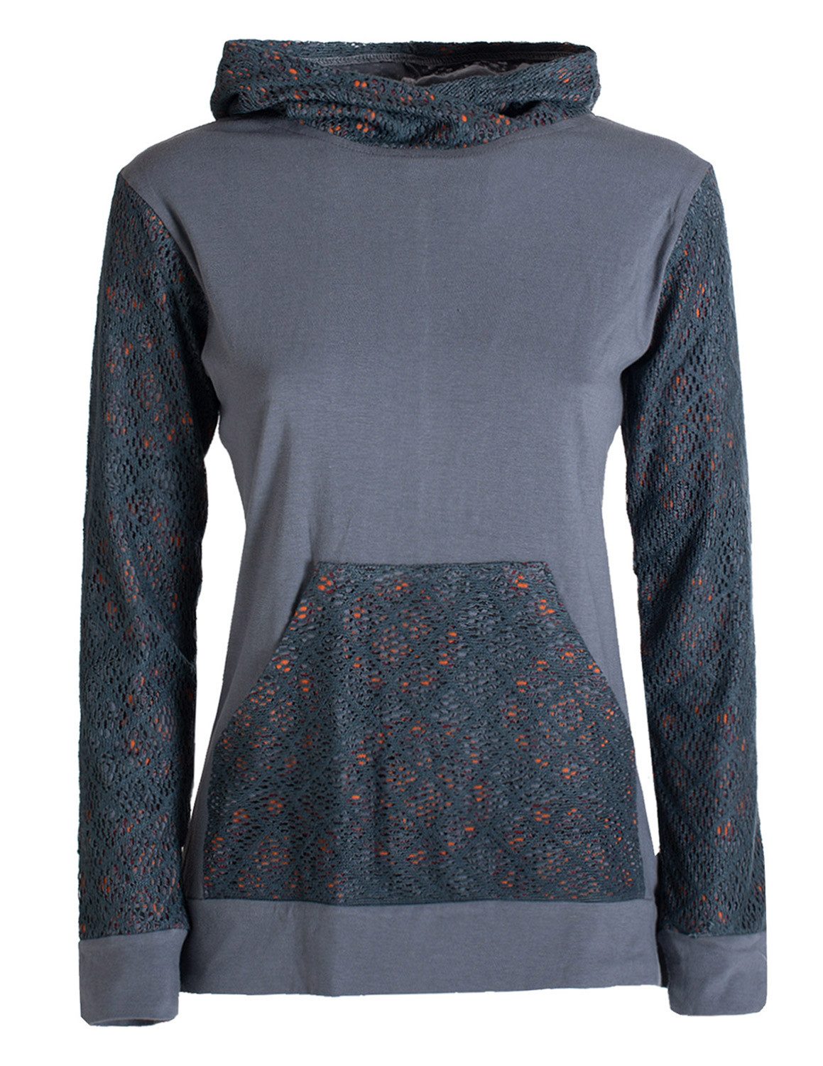 Kapuzensweatshirt Baumwolle Hoodie Spitze Kapuze Tasche bedruckt