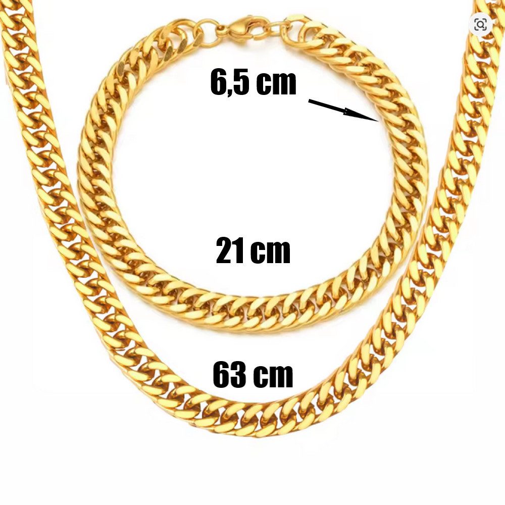 Ware aus aller Welt Edelstahlketten-Set Panzerkette + Armband versch. Längen Edelstahl Halskette Armband