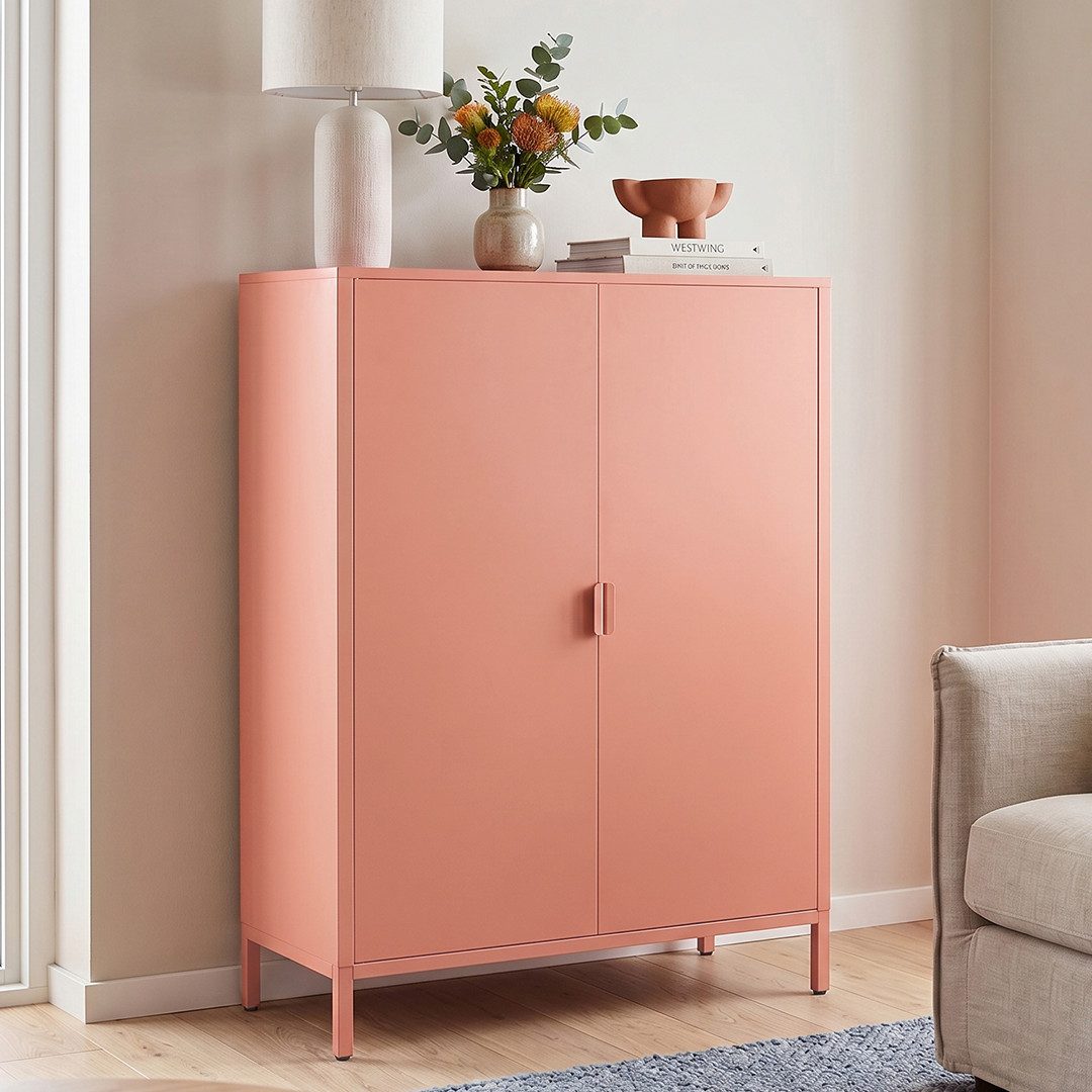 skølm Kommode Ituri aus Metall (Terrakotta), Highboard mit 2 Einlegeböden, höhenverstellbare Füße
