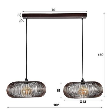 famlights Hängeleuchte, Pendelleuchte Nadine in Kupfer E27 2-flammig, keine Angabe, Leuchtmittel enthalten: Nein, warmweiss, Hängeleuchte, Pendellampe, Pendelleuchte