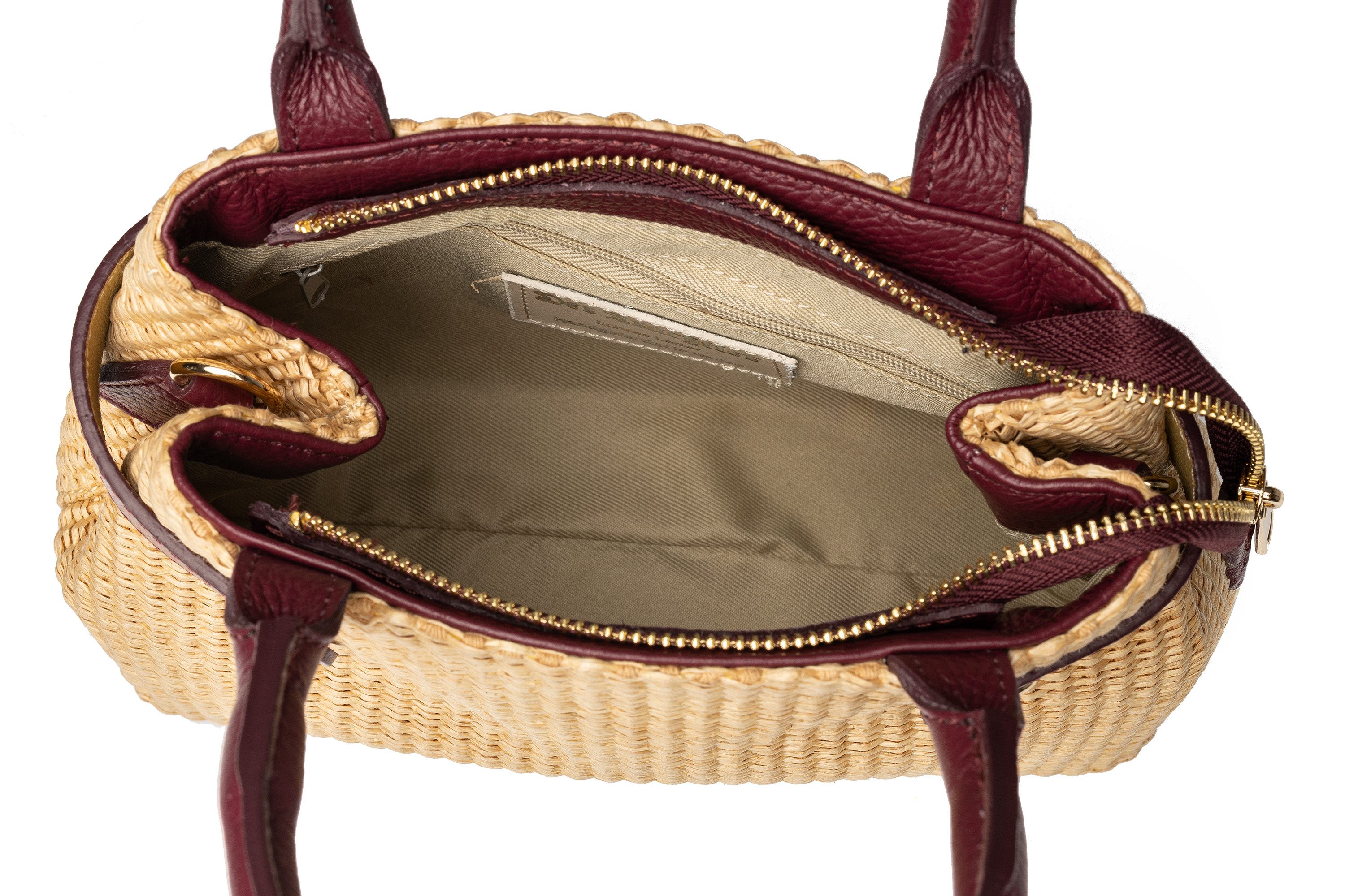 Der Trachtler Trachtentasche Damen Raffia-Tasche mit Lederdetails, - Made in Italy