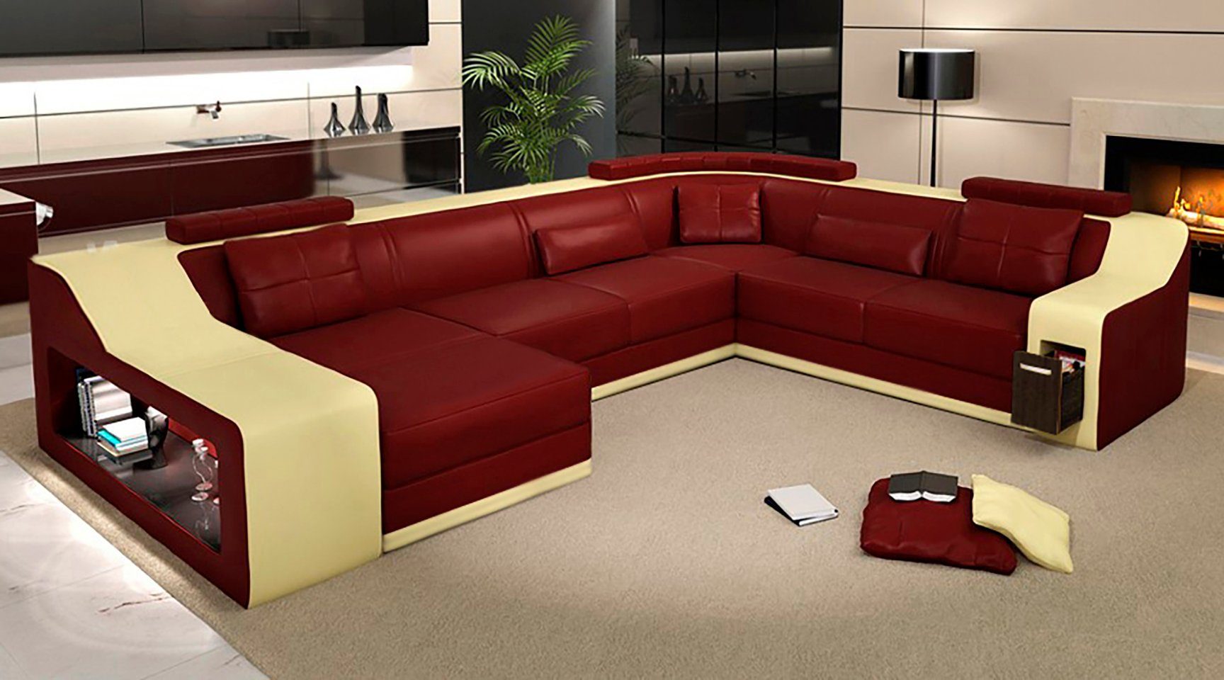 Ecksofa, Design Modern Couch Wohnlandschaft Ecksofa JVmoebel Eck Ledersofa Sofa