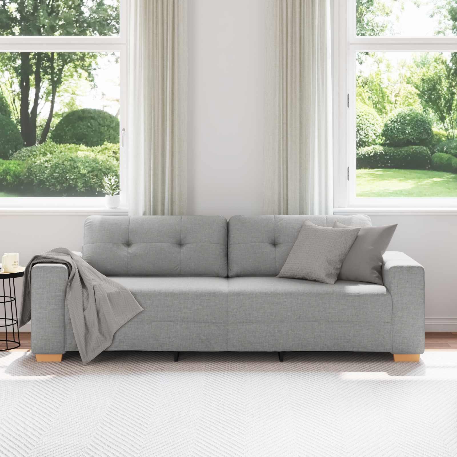 vidaXL Sofa 3-Sitzer-Sofa Wolkengrau 220 cm Stoff, 1 Teile