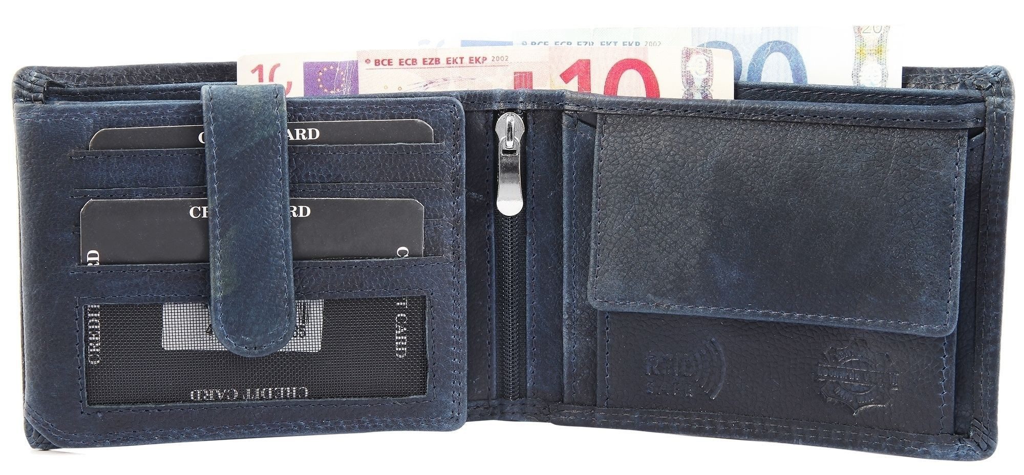 Leonardo Verrelli Geldbörse Kusay, RFID-Schutz (inkl. Schmuckbox), Herren GeldbÃ¶rse Quer Echtleder