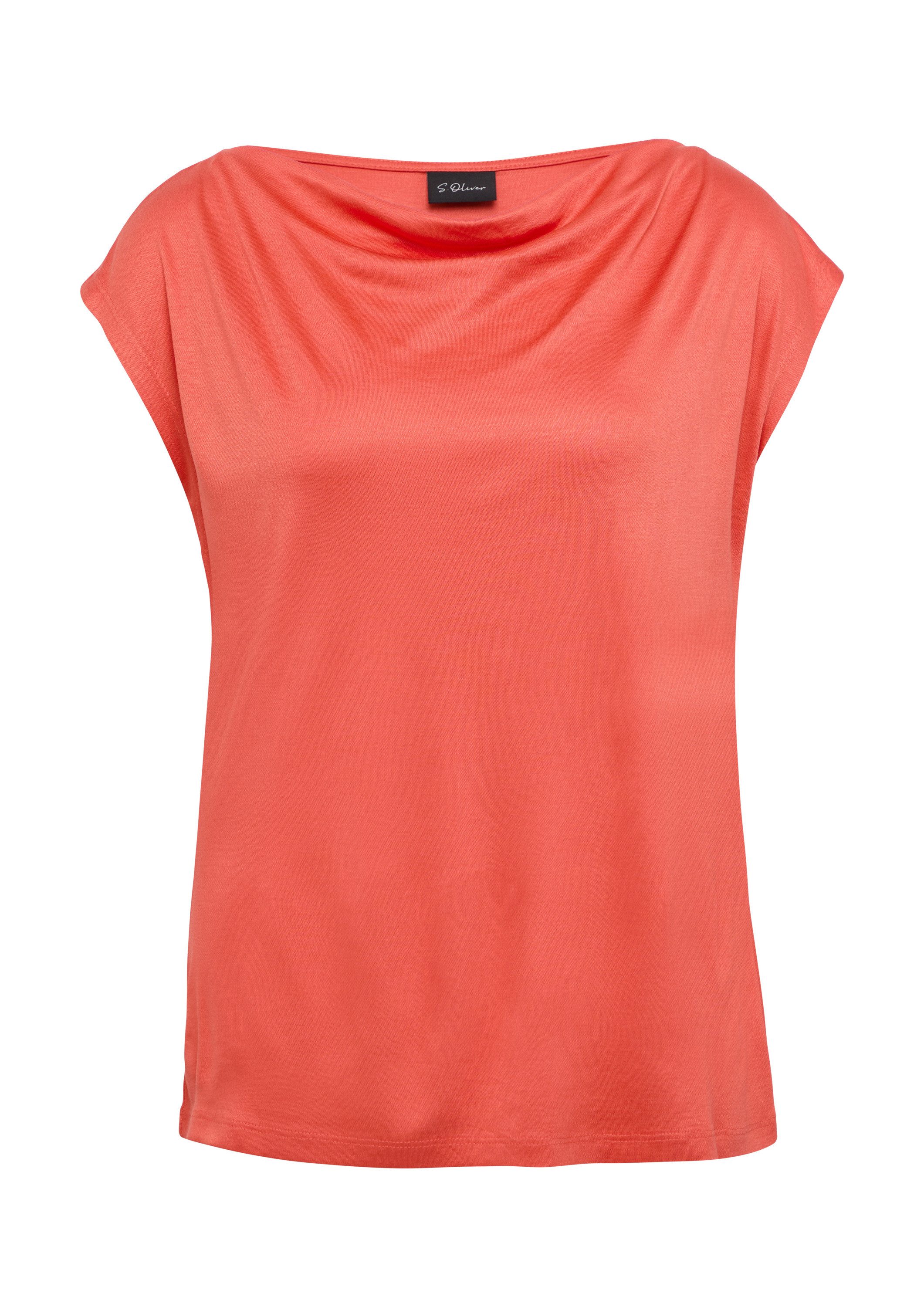s.Oliver Kurzarmshirt T-Shirt Shirt aus Viskose mit Wasserfall-Ausschnitt günstig online kaufen
