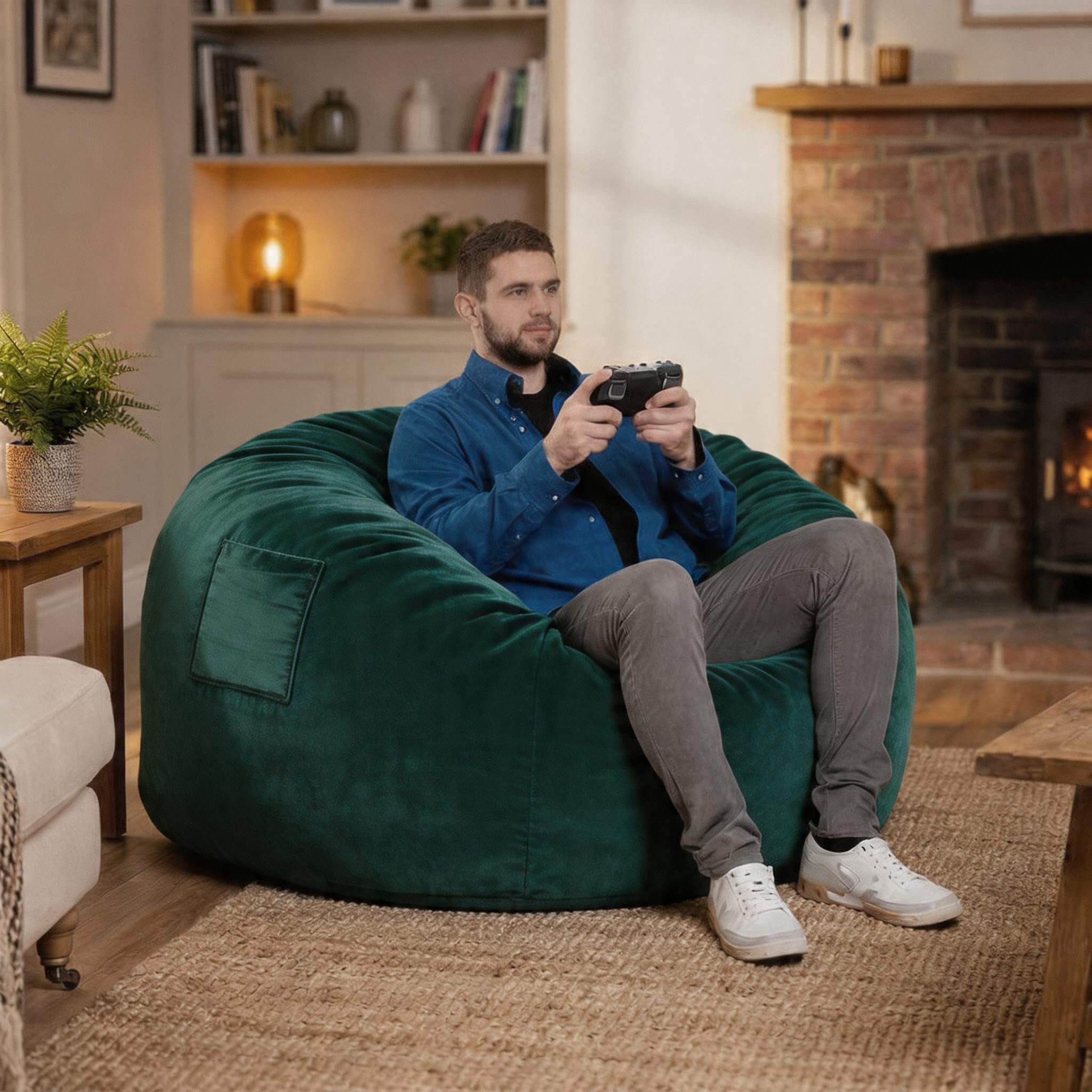 GarveeMore Sitzsack 4 in 1 wandelbarer Sitzsack Sessel Bett Flanell Faulsofa – Bild 2 von 5