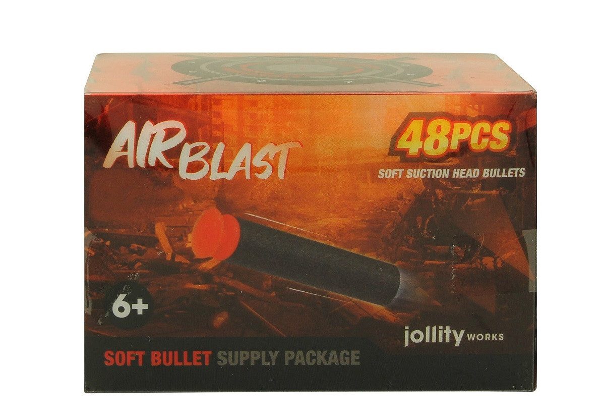 Airblast Softdarts Nachfüllbox – kompatibel mit Airblast Blastern – 48 Stück mit Saugnapf