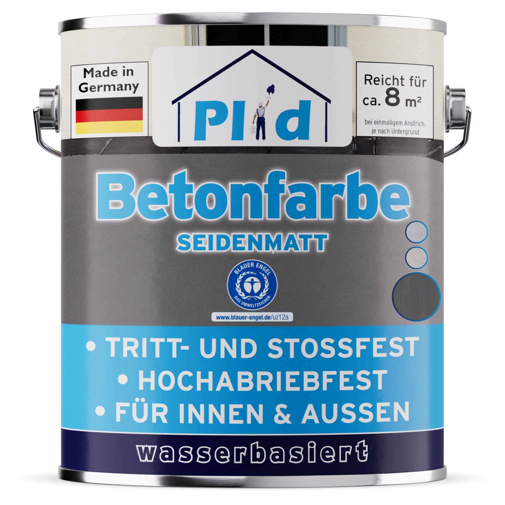 plid Acryl-Flüssigkunststoff Betonfarbe Bodenbeschichtung Bodenfarbe Sockelfarbe Flüssigkunstoff, Schnelltrocknend