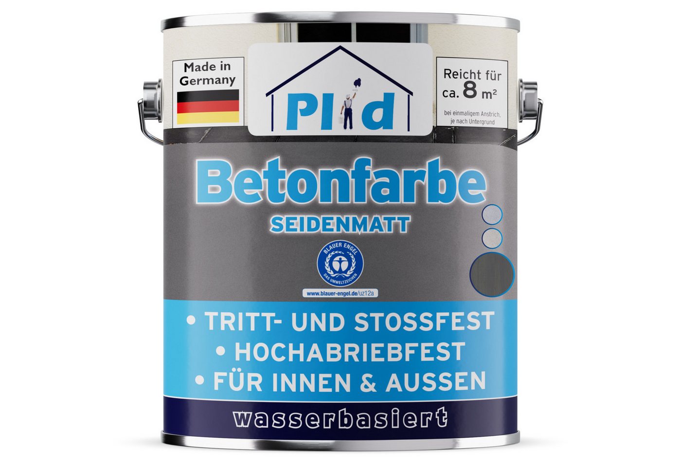 plid Acryl-Flüssigkunststoff Betonfarbe Bodenbeschichtung Bodenfarbe Sockelfarbe Flüssigkunstoff, Schnelltrocknend