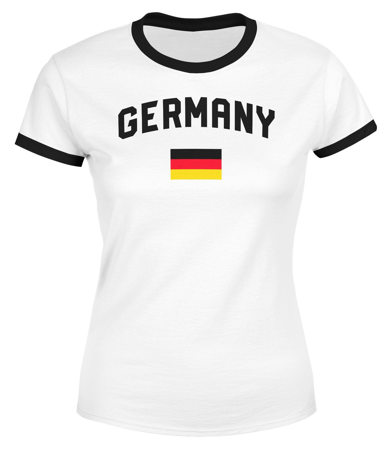 MoonWorks Print-Shirt Moonworks® Damen Deutschland Fan-Shirt T-Shirt Fußball WM EM Retro