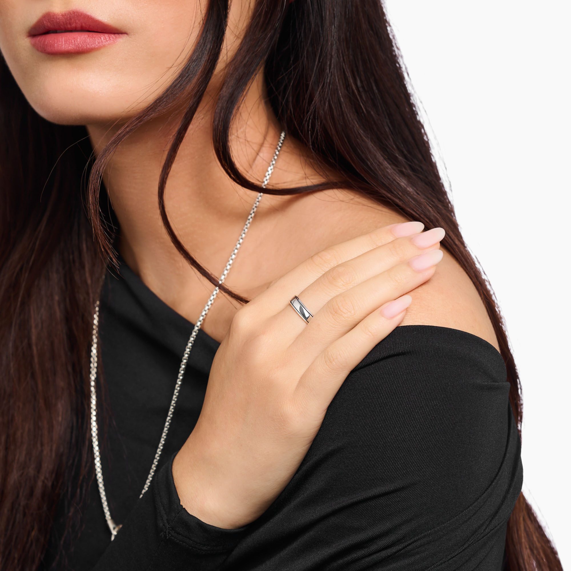 THOMAS SABO Fingerring Schmaler Linien-Ring Silber