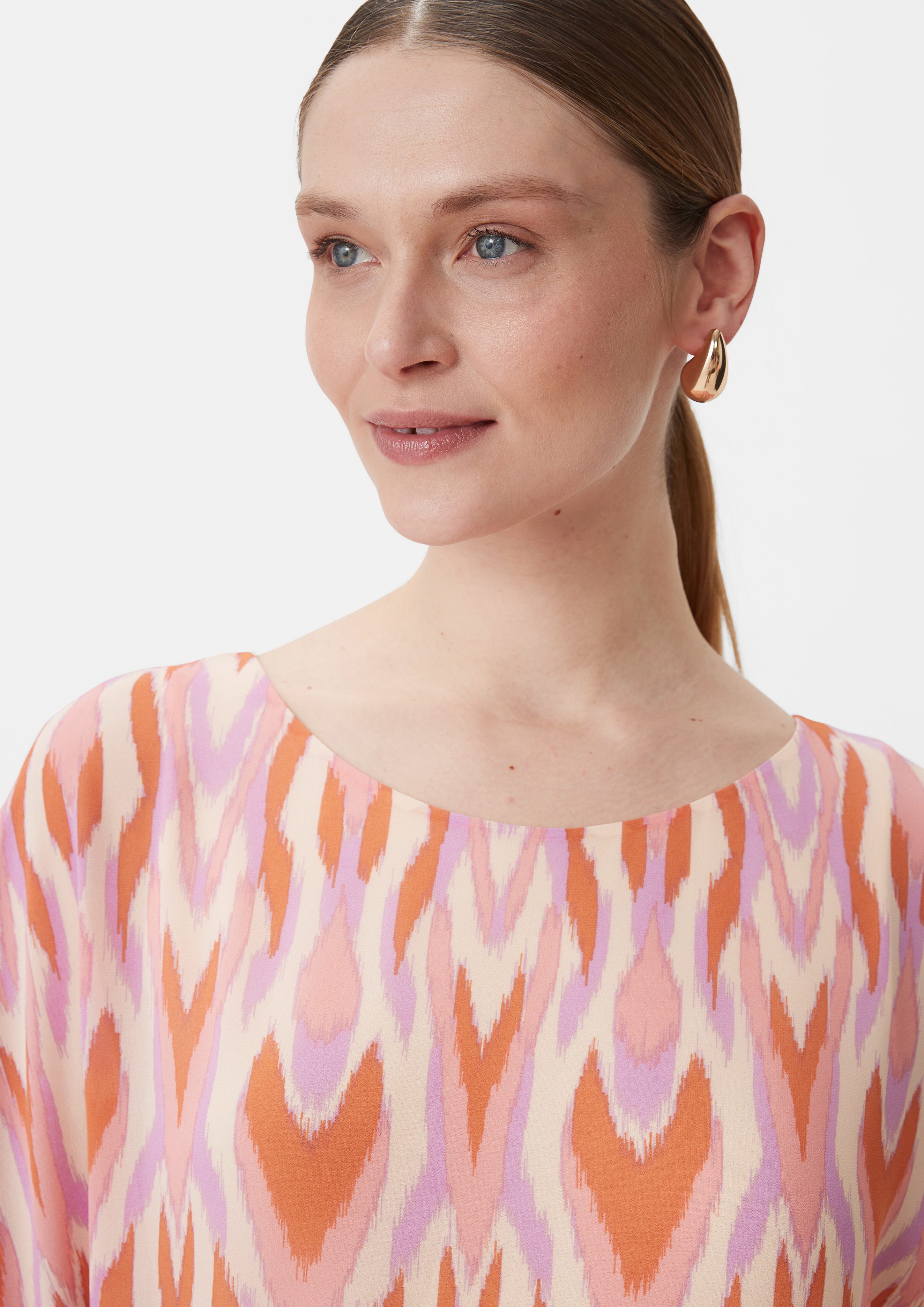 Comma Kurzarmbluse Bluse mit asymmetrischem Chiffon-Overlay günstig online kaufen