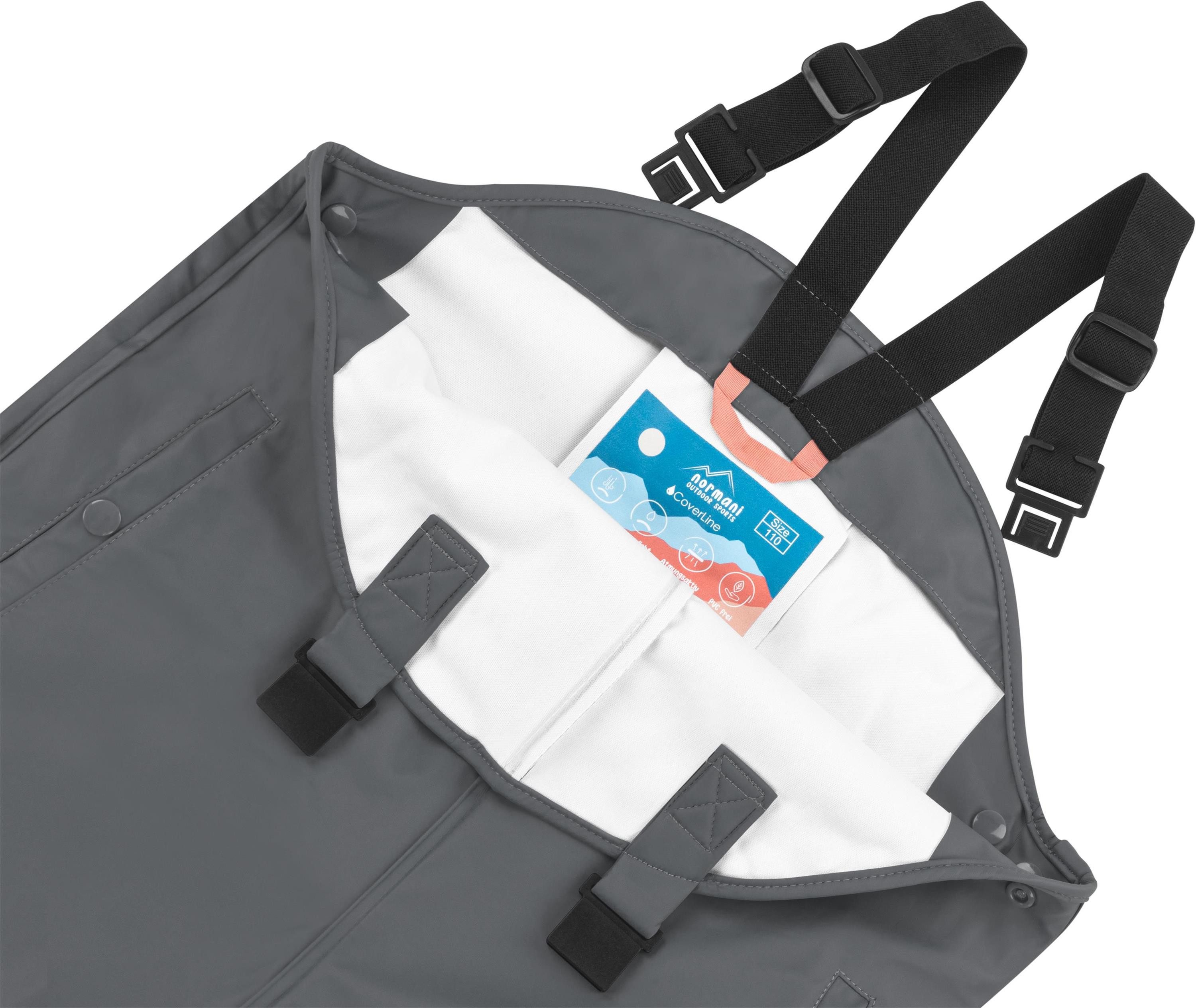 normani Regenhose Baby Regenhose mit Hosenträgern 'Skjolden' Wasserdichte Kinderhose Matschhose Buddelhose mit Reflektoren