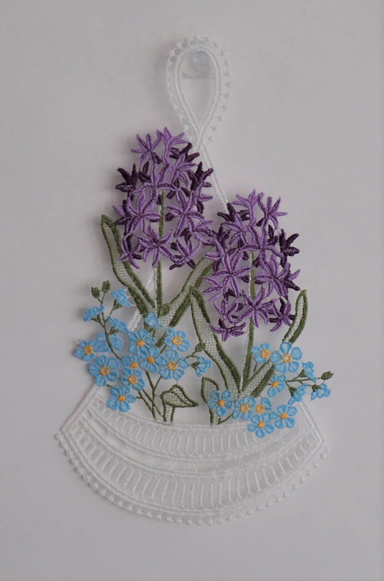 Stickereien Plauen Fensterbild Hyazinthen