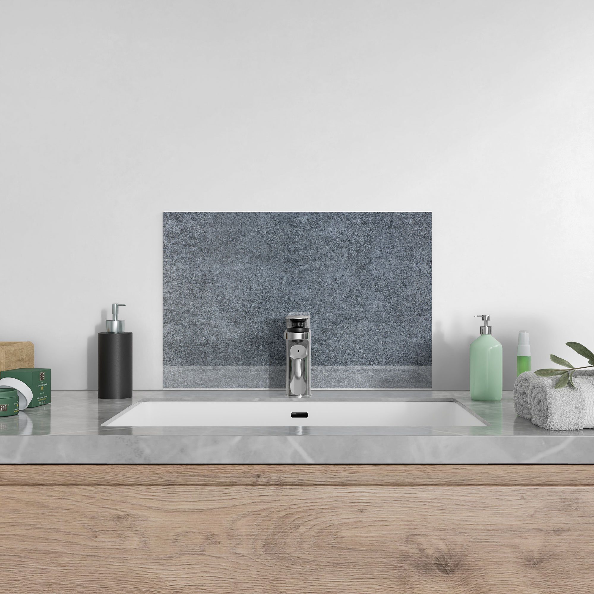 Herdblende Küchenrückwand Badrückwand 'Detaillierte Spritzschutz Betonwand', DEQORI Glas