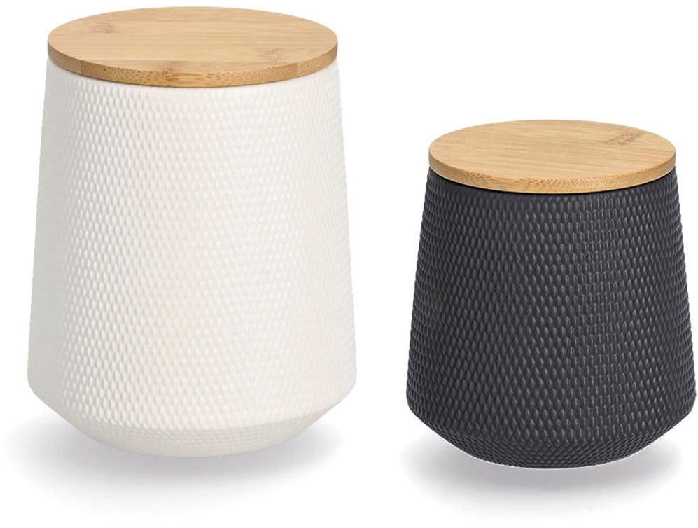 Zeller Present Vorratsdose, Bambus, Keramik, (Set, 2-tlg., 1080ml, Ø 13 x 15,4 cm, 580ml, Ø 11 x 11,4 cm), edles Design, Bambus/Keramik, 580/1080 ml