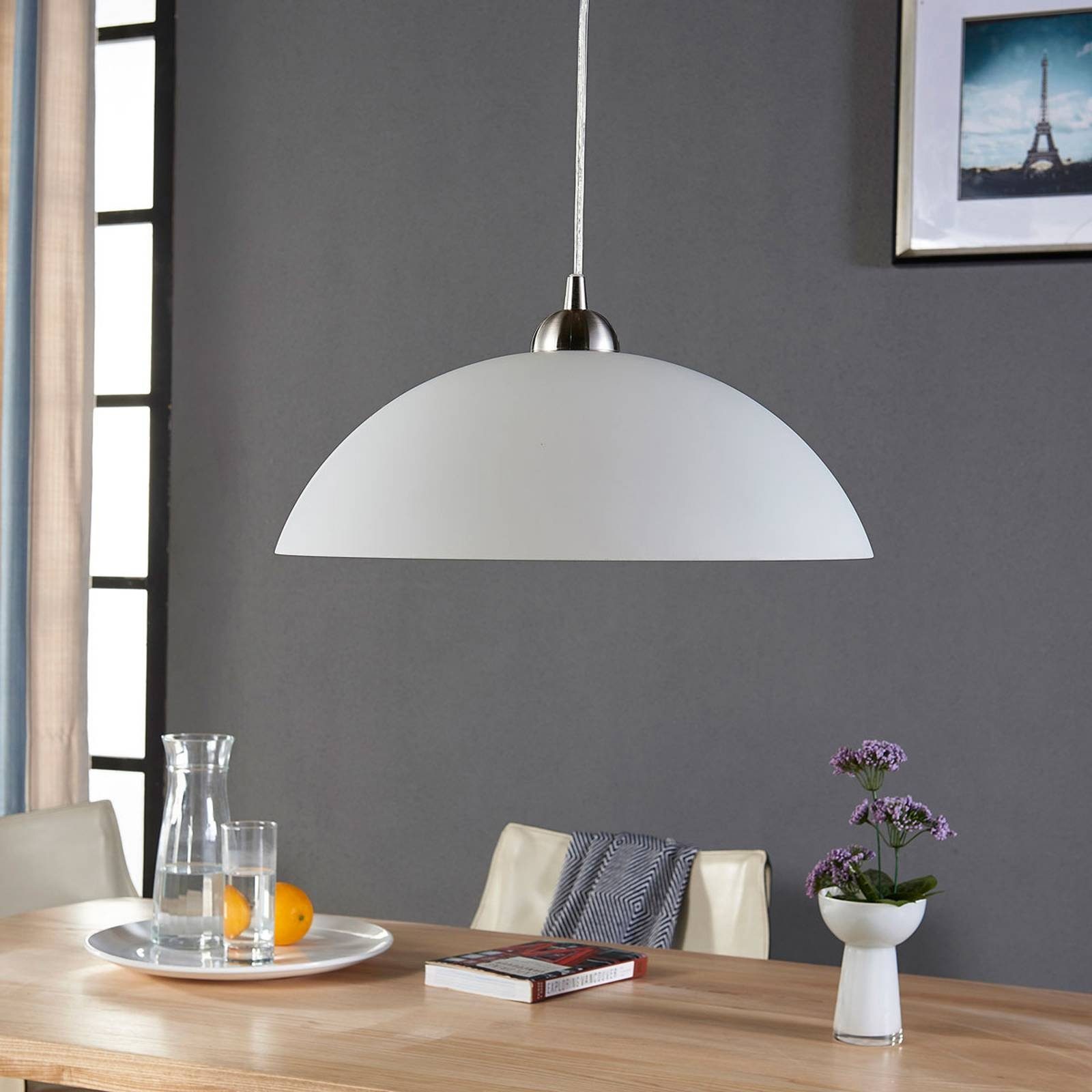 Lindby Hängeleuchte Valeria, Glas Weiß IP20, 1 x 15 W LED