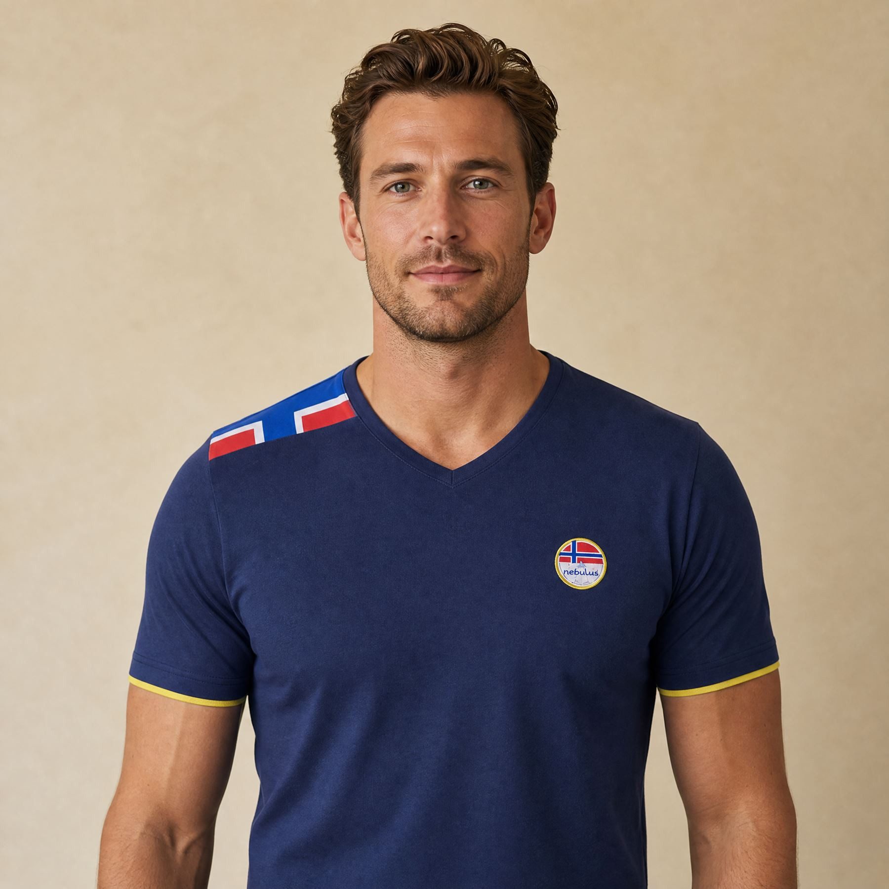 Nebulus T-Shirt NORRY, P6863 - Herren, navy-gelb, L