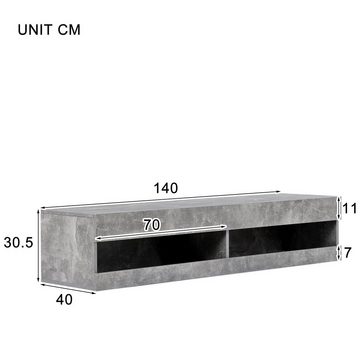 WISHDOR TV-Schrank LED Schwimmende TV Schrank Fernsehschrank TV Lowboard Wandregal (schwebende Wand TV-Schrank Entertainment Center TV-Regalschrank) Wandmontage, für Ihr Wohnzimmer