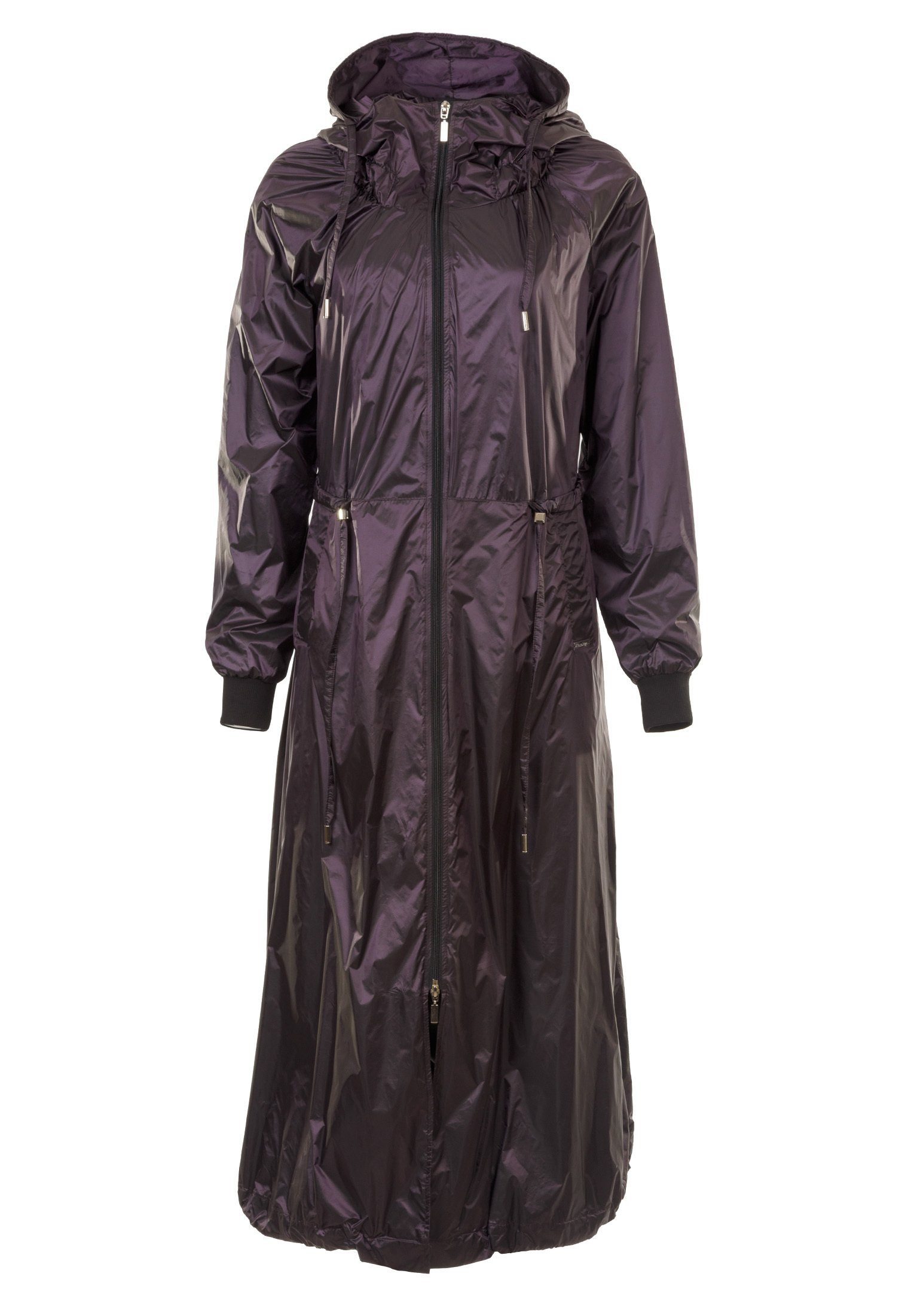 HELMIDGE Trenchcoat Langmantel lila Metallic-Optik in