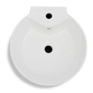 vidaXL Waschtisch Standwaschbecken mit Hahn Überlaufloch Keramik weiß rund