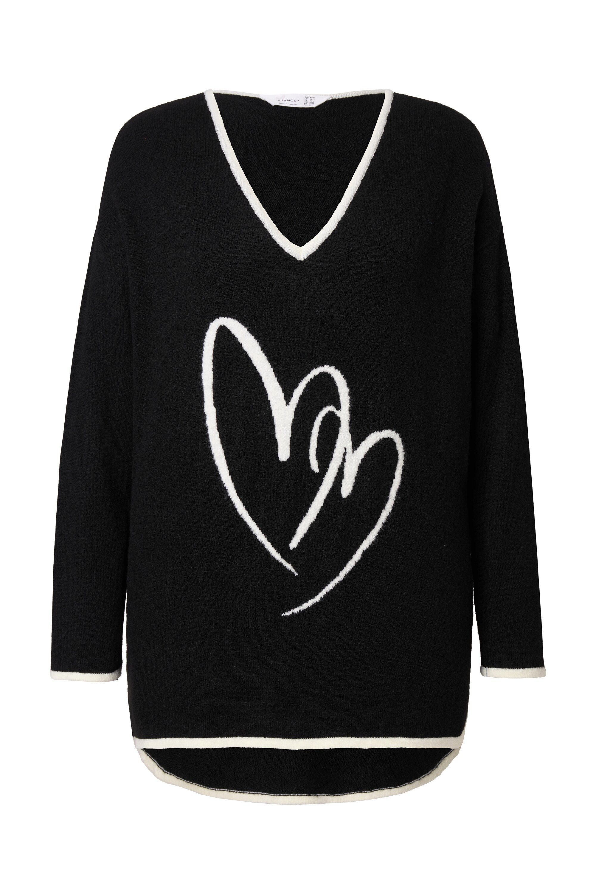 MIAMODA Strickpullover Pullover bequeme Passform Herz-Motiv günstig online kaufen