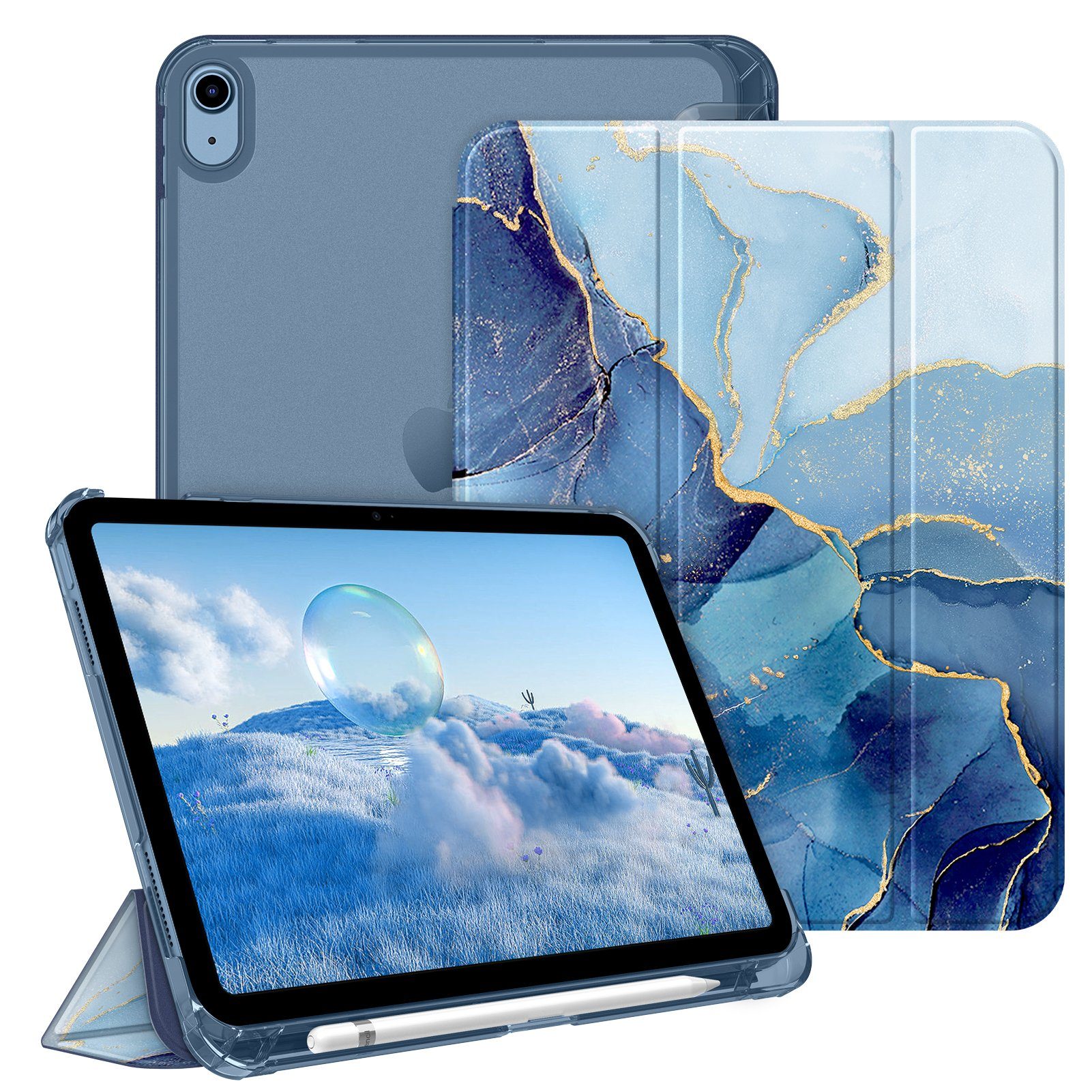 Fintie Tablet-Hülle für iPad 11 Generation 11‘’ 2025 (A16), iPad 10 Generation 10.9'' 2022, ultradünn, mit Stifthalter, transparenter Rückseite, Auto Schlaf/Wach