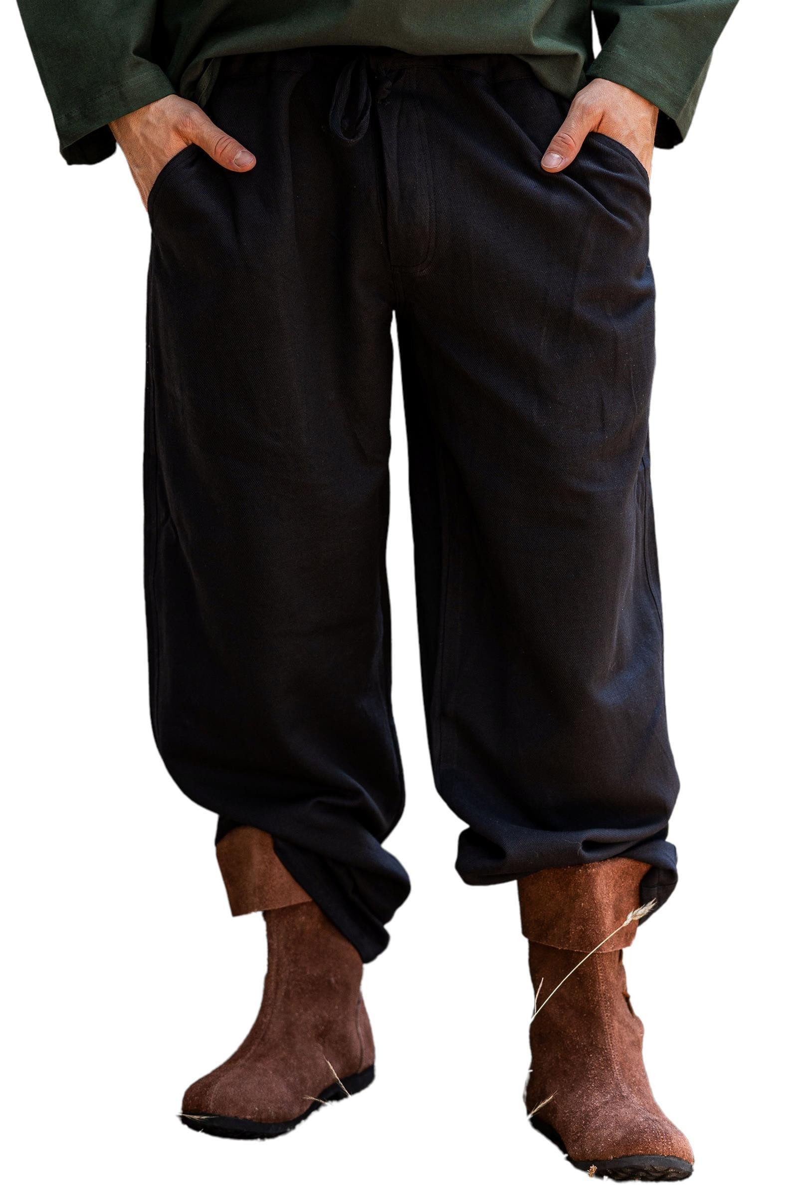 Leonardo Carbone Wikinger-Kostüm Hose "Dirk" mit Kordelzug, weicher Baumwollstoff, seitliche Schrägtaschen