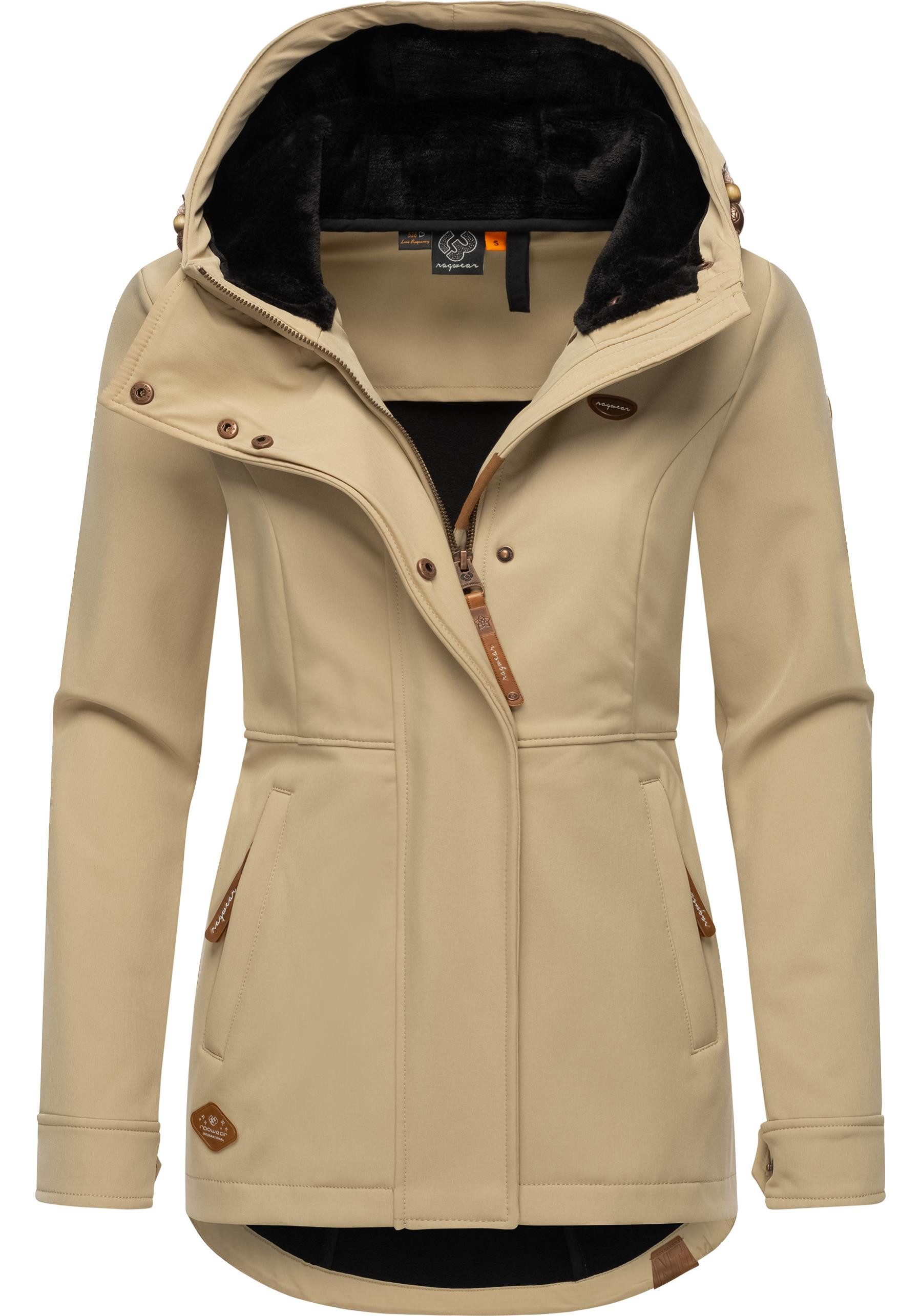 Ragwear Softshelljacke Yba sportliche Damen Outdoorjacke mit Kapuze