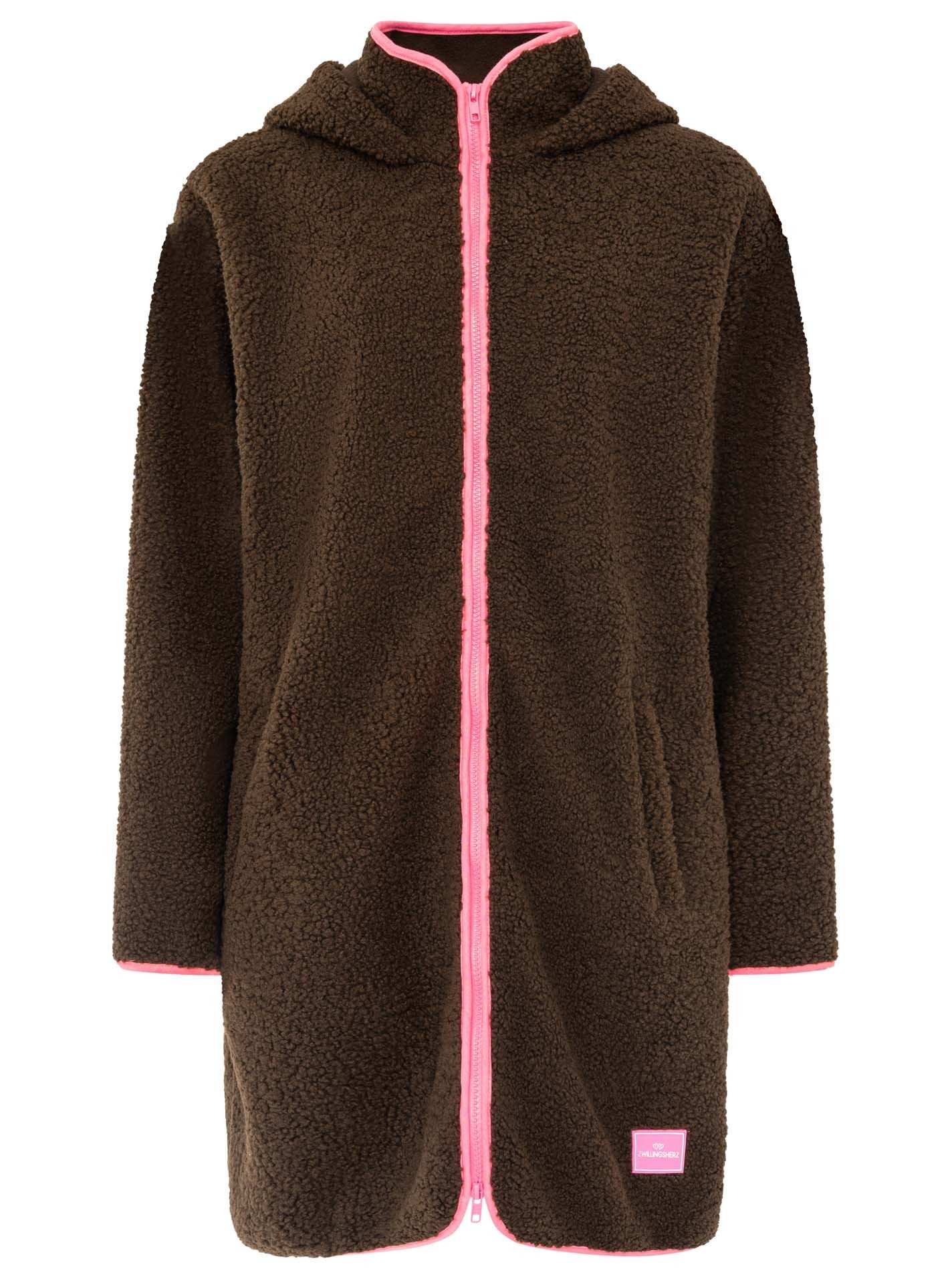 Zwillingsherz Kapuzensweatjacke "Oversized Teddy Hoodiemantel"