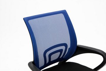 TPFLiving Bürostuhl Genf mit bequemer Rückenlehne - höhenverstellbar und 360° drehbar (Schreibtischstuhl, Drehstuhl, Chefsessel, Bürostuhl XXL), Gestell: Kunststoff schwarz - Sitzfläche: Microfaser blau