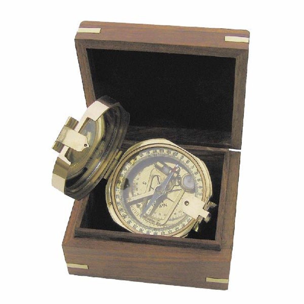 Linoows Dekoobjekt Brunton Kompass Marine Peilkompass Magnetkompass & Holzbox, Reproduktion