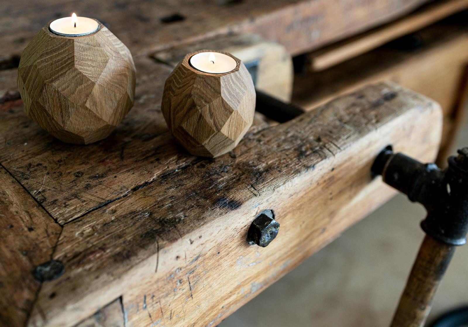 Holz Frank Teelichthalter Teelichthalter Set aus geölter Eiche – Kugeln im günstig online kaufen