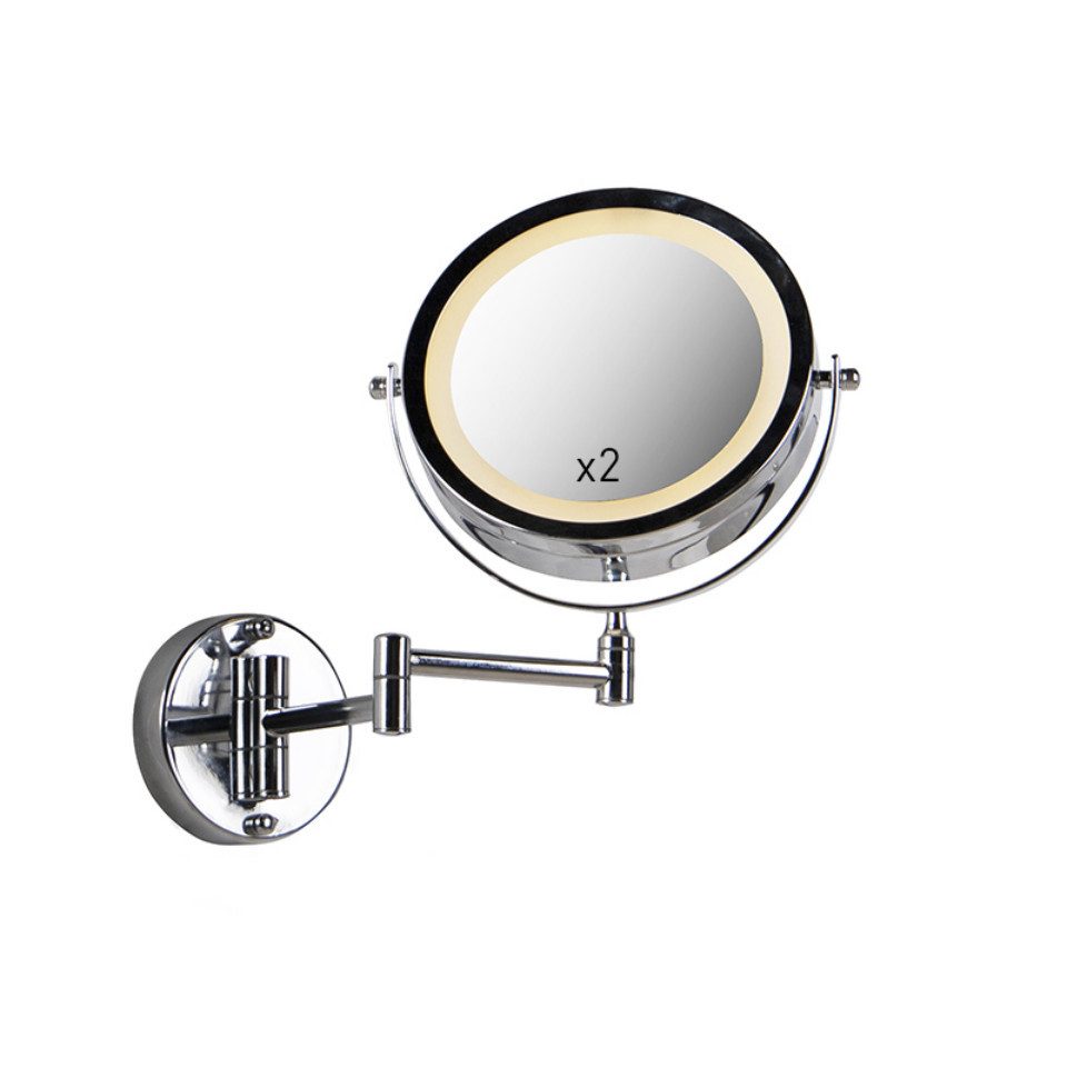 Qazqa Spiegelleuchte Vicino, ohne Leuchtmittel, Extra-Warmweiß, QAZQA Spiegel­leuchte, Chrom, Stahl, Modern